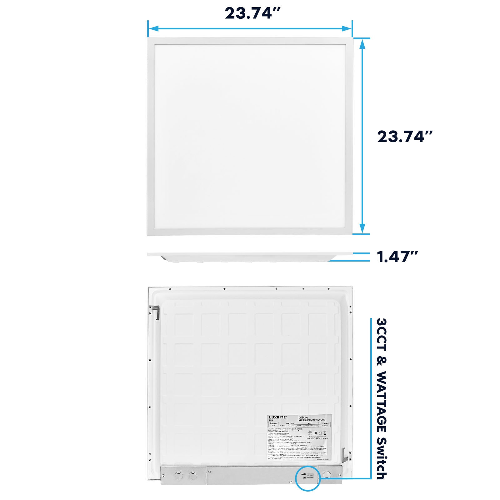 Luxrite 2-Pack 2-ft x 2-ft Adjustable-Lumen Tunable White LED Panel ...