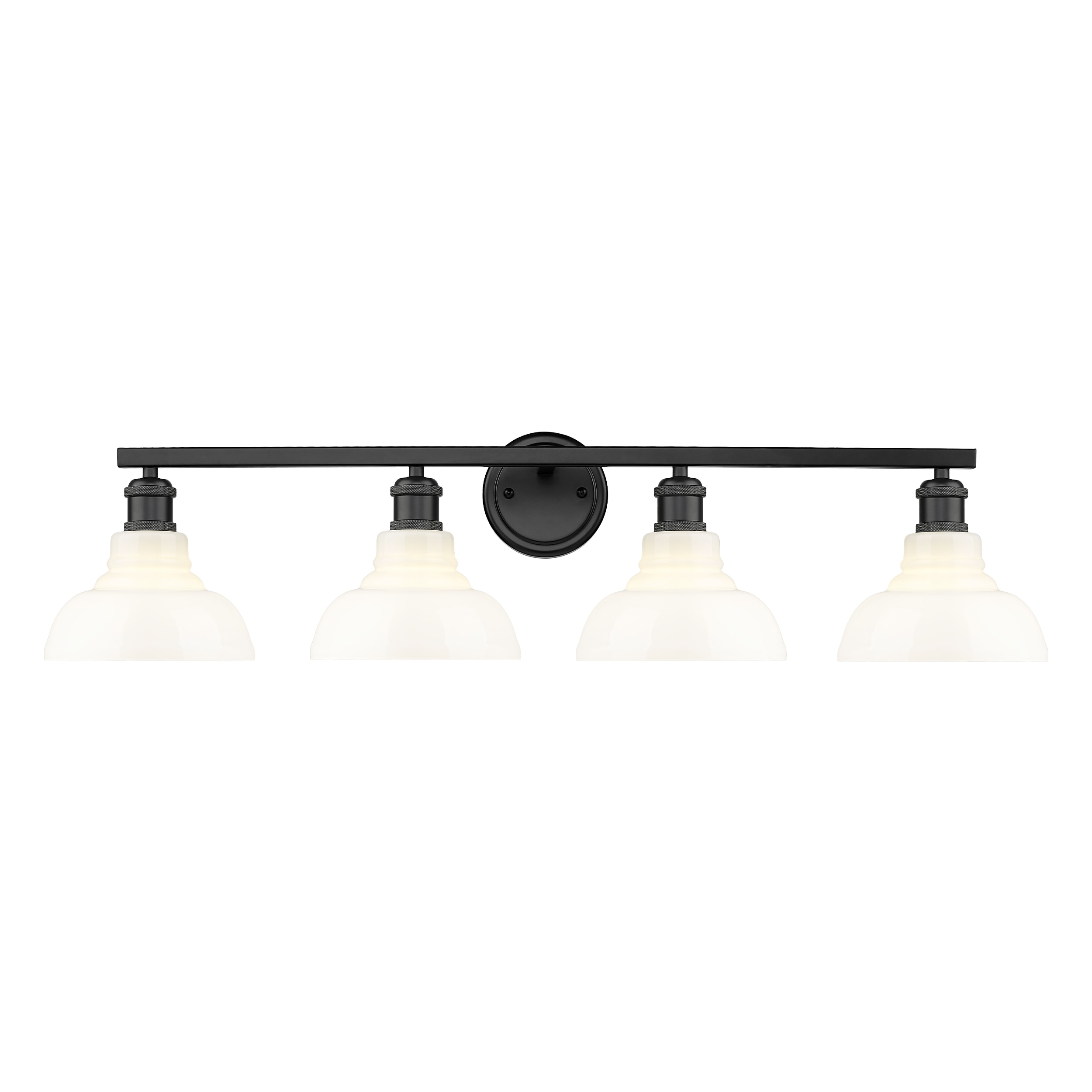 Golden Lighting 0305-BA4 BLK-VMG Carver 8.625-in 4 -Light Matte Black Farmhouse Vanity light