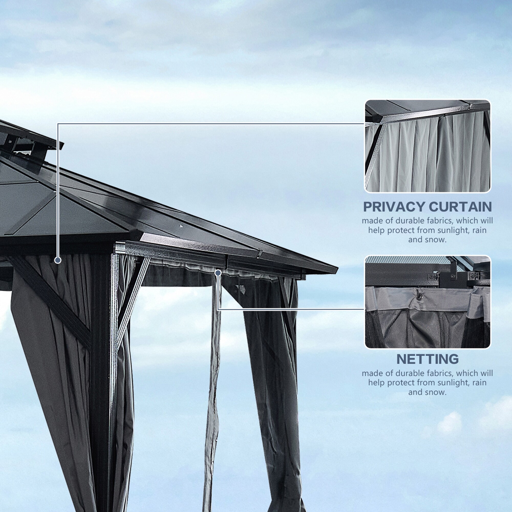 SINOFURN SYE350011GY Wood-Resin-Gazebos - View #4