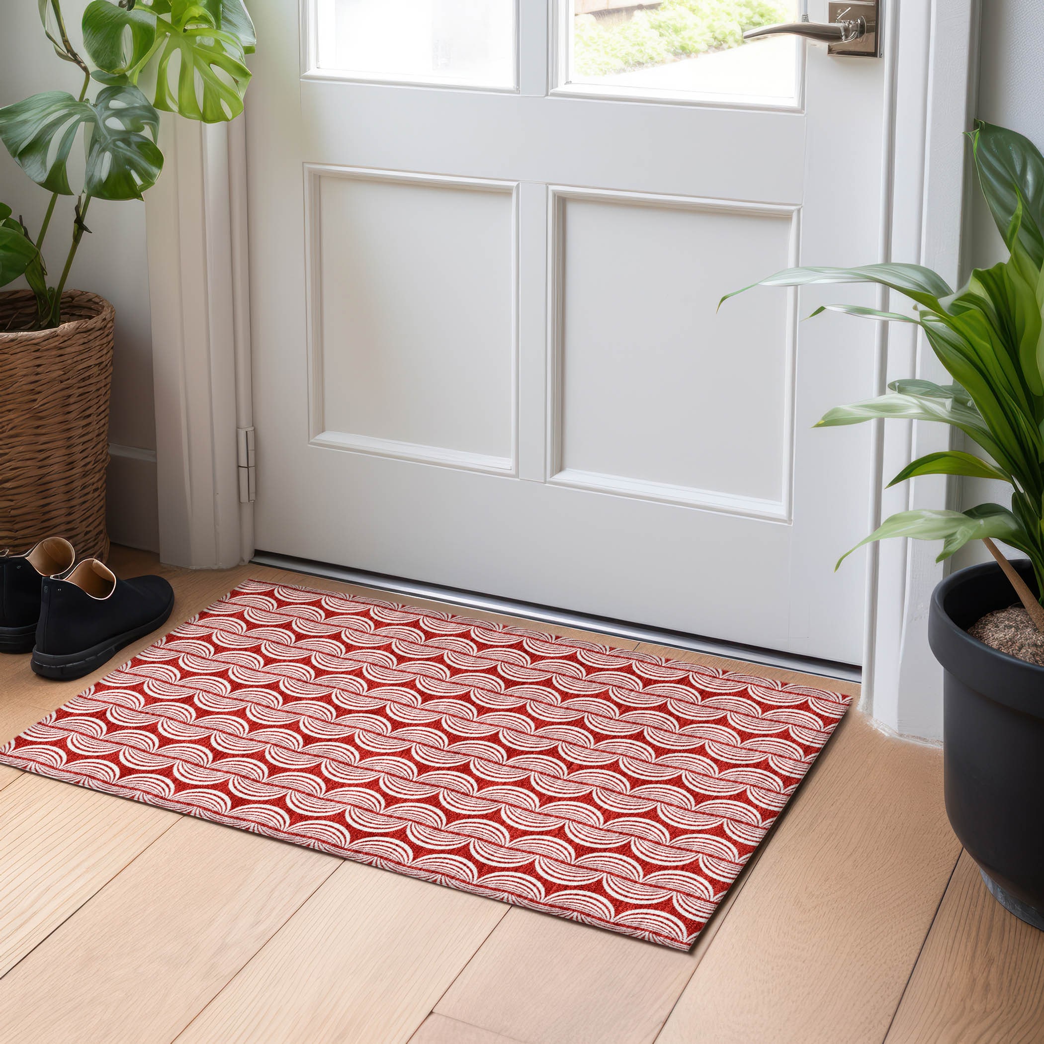 Addison Rugs ACN1055RD20X30 Chantille ACN1055RD 2 x 3 (ft) Red Rectangular Indoor/Outdoor Geometric Machine washable Pet Friendly Area rug