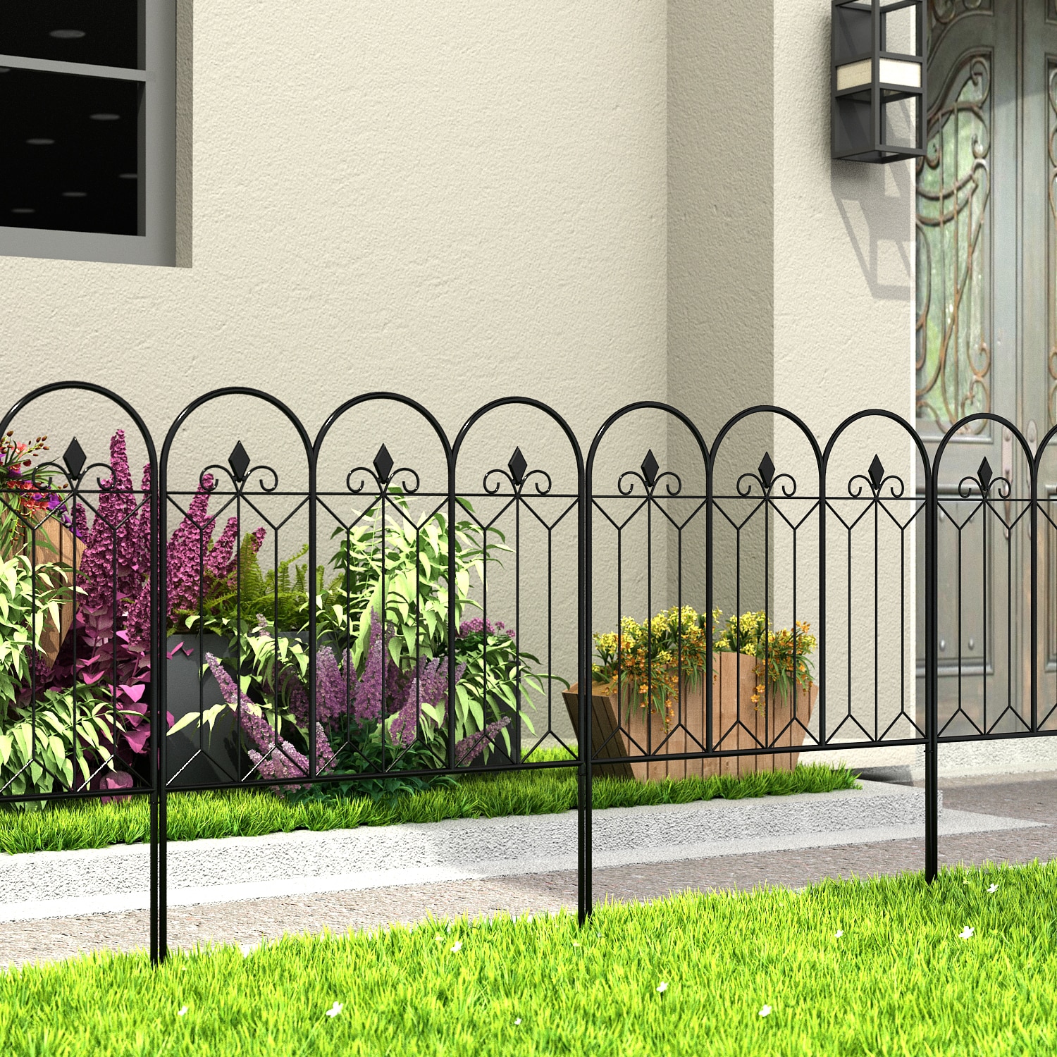 Outsunny 5 Pack Garden Fencing Linear Length 10 Feet Decorative Outdoor  Fence Panels, Rustproof Metal Wire Border Edging Animal Barrier, 24 x  31-Inch per Piece, Black | Aosom Canada