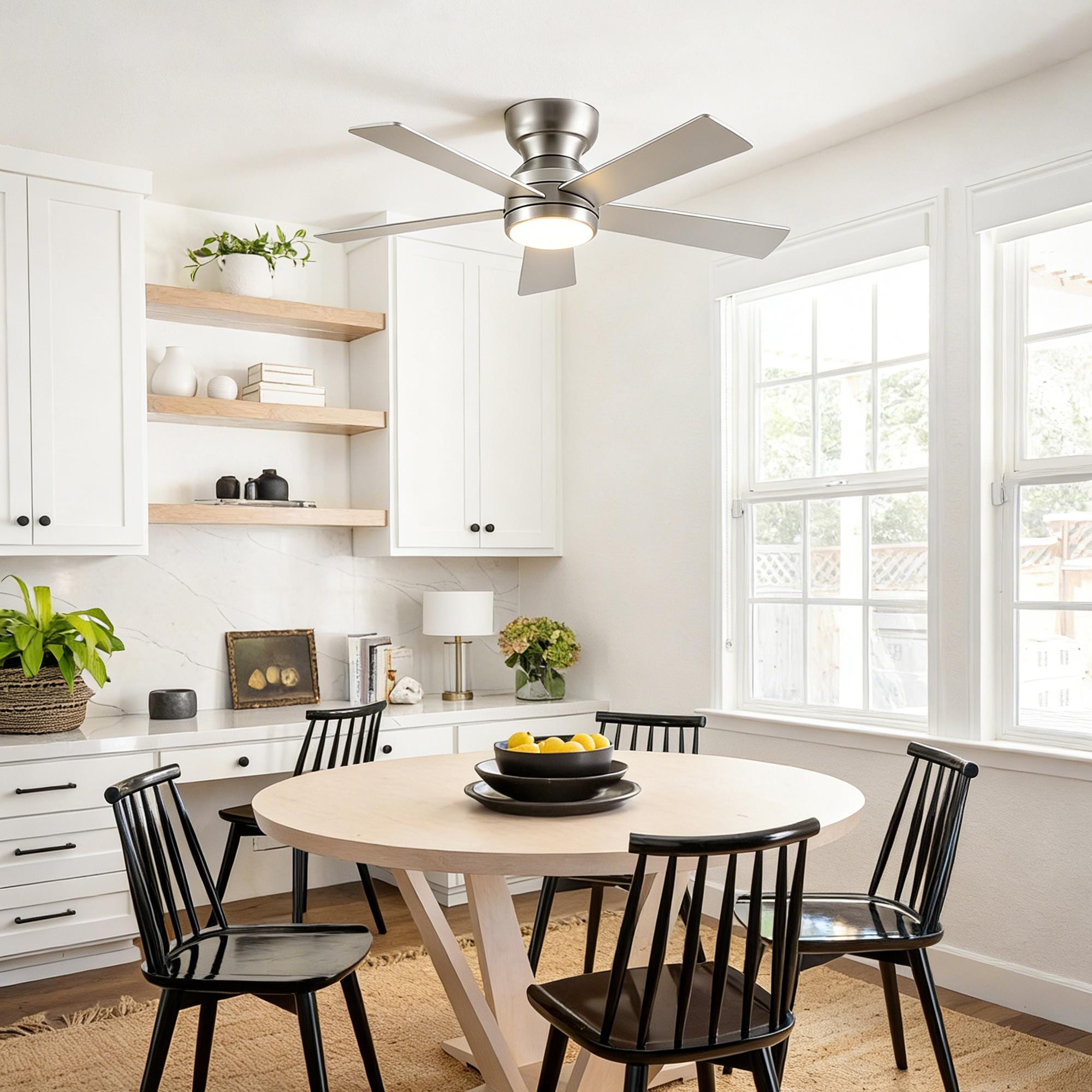 Bayfeve 46 Inch 5-Blade Silver Ceiling Fan with LED Light and Remote Control