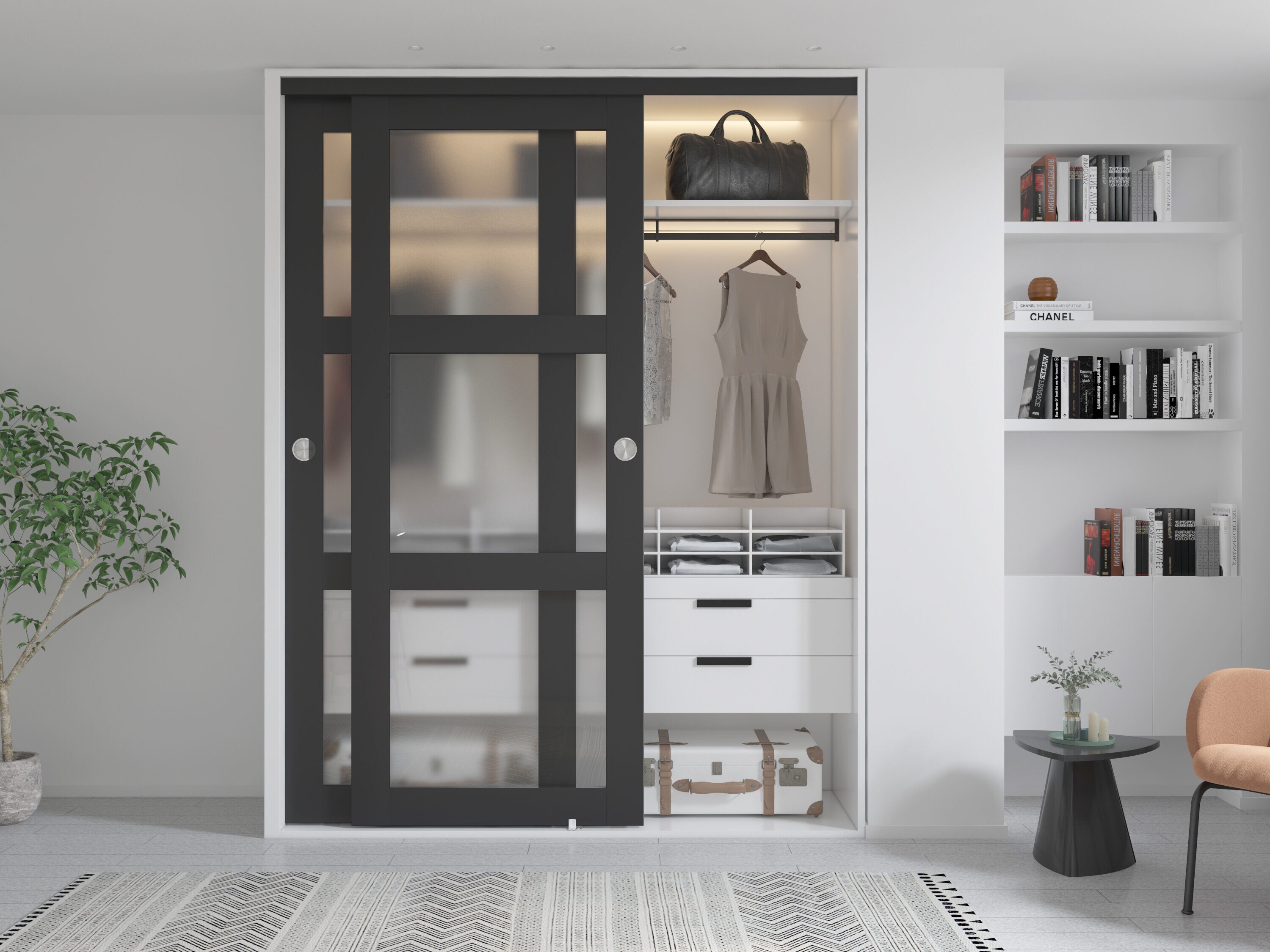 CALHOME GC03-3L-72-F-BLACK Barn-Doors - View #2