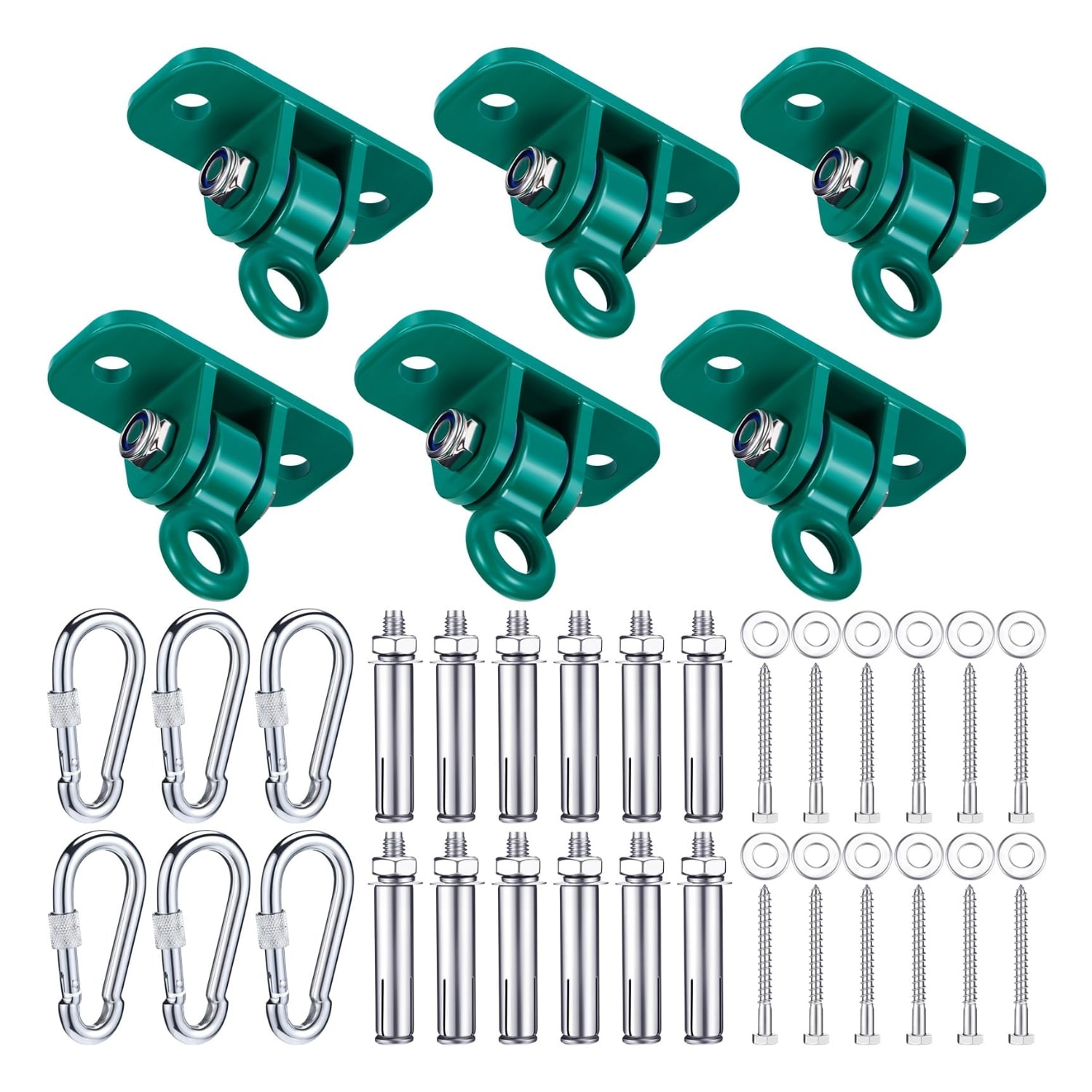Etokfoks  Green Swing Hangers for Wooden Concrete Set with Swing Hooks Screws Bolts Washers 6 Pack Over 1800 lb