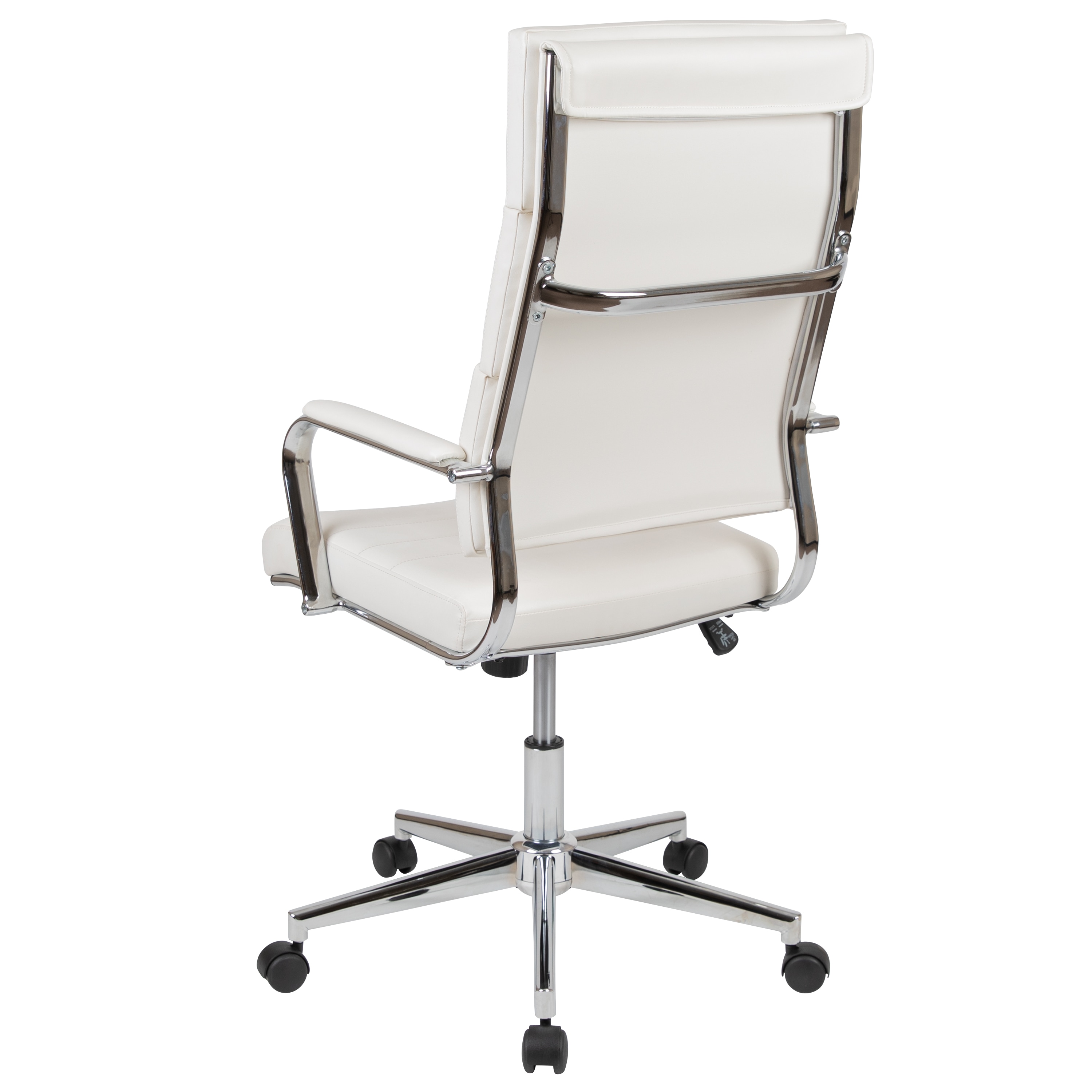 Exquisite White LeatherSoft & Chrome High-Back Executive Swivel Chair