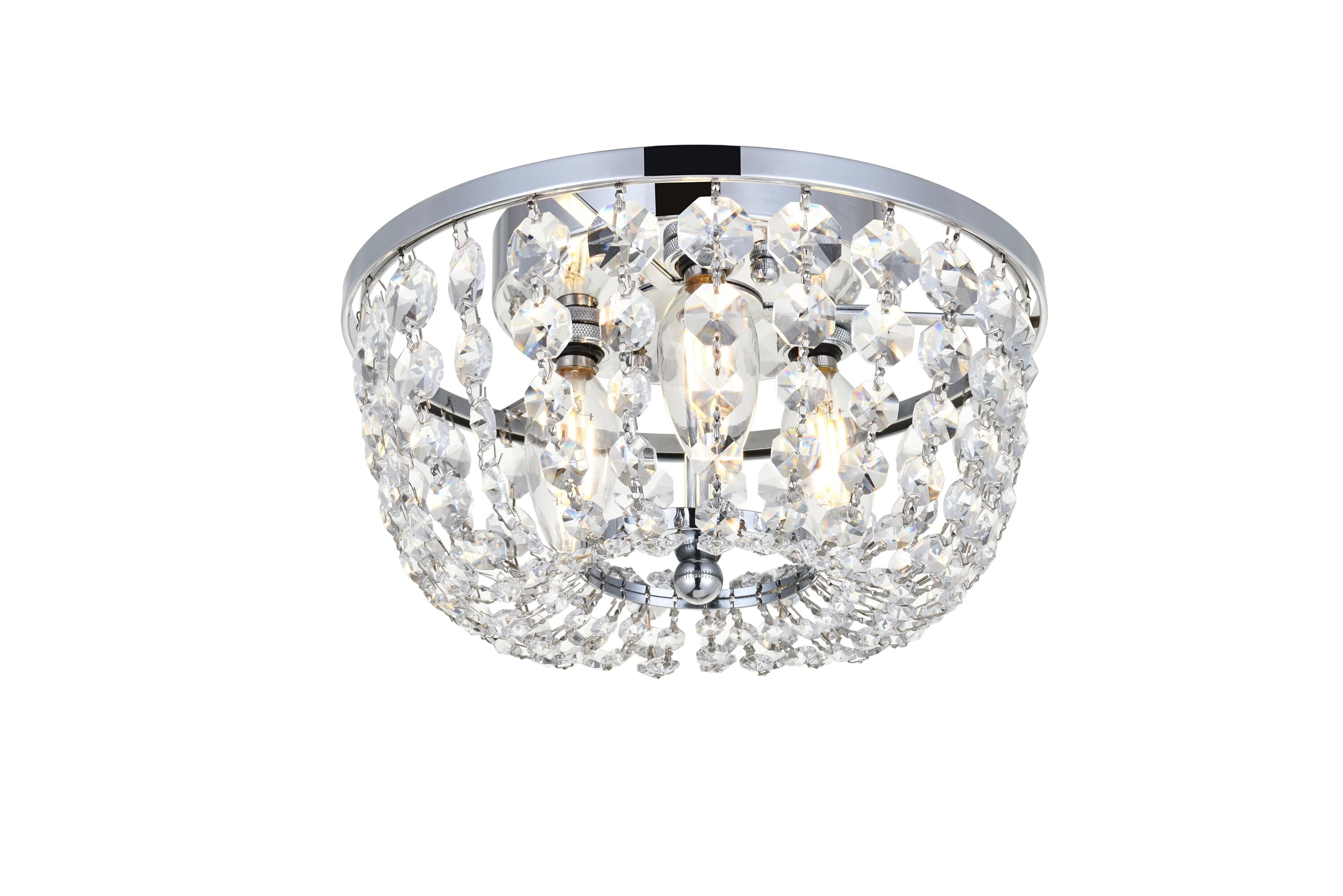 Cora 10 Inch Chrome Flush Mount with Clear Crystal Trim