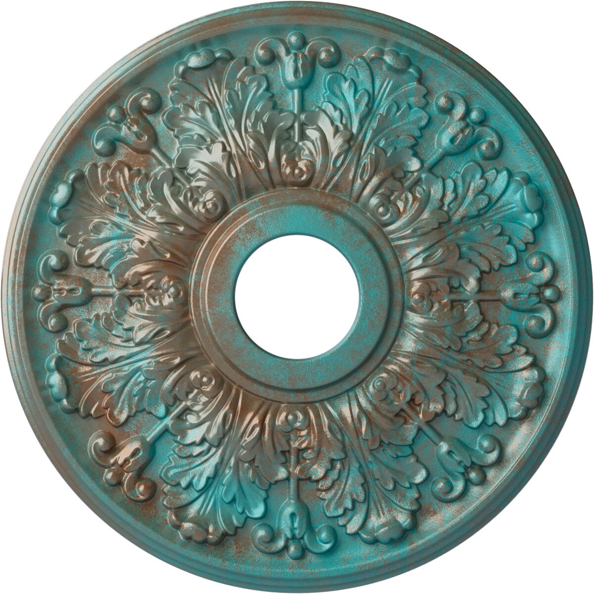 Ekena Millwork CM16APCGS Apollo 16.5-in W x 16.5-in L Painted Copper Green Patina Polyurethane Whole Ceiling Medallion