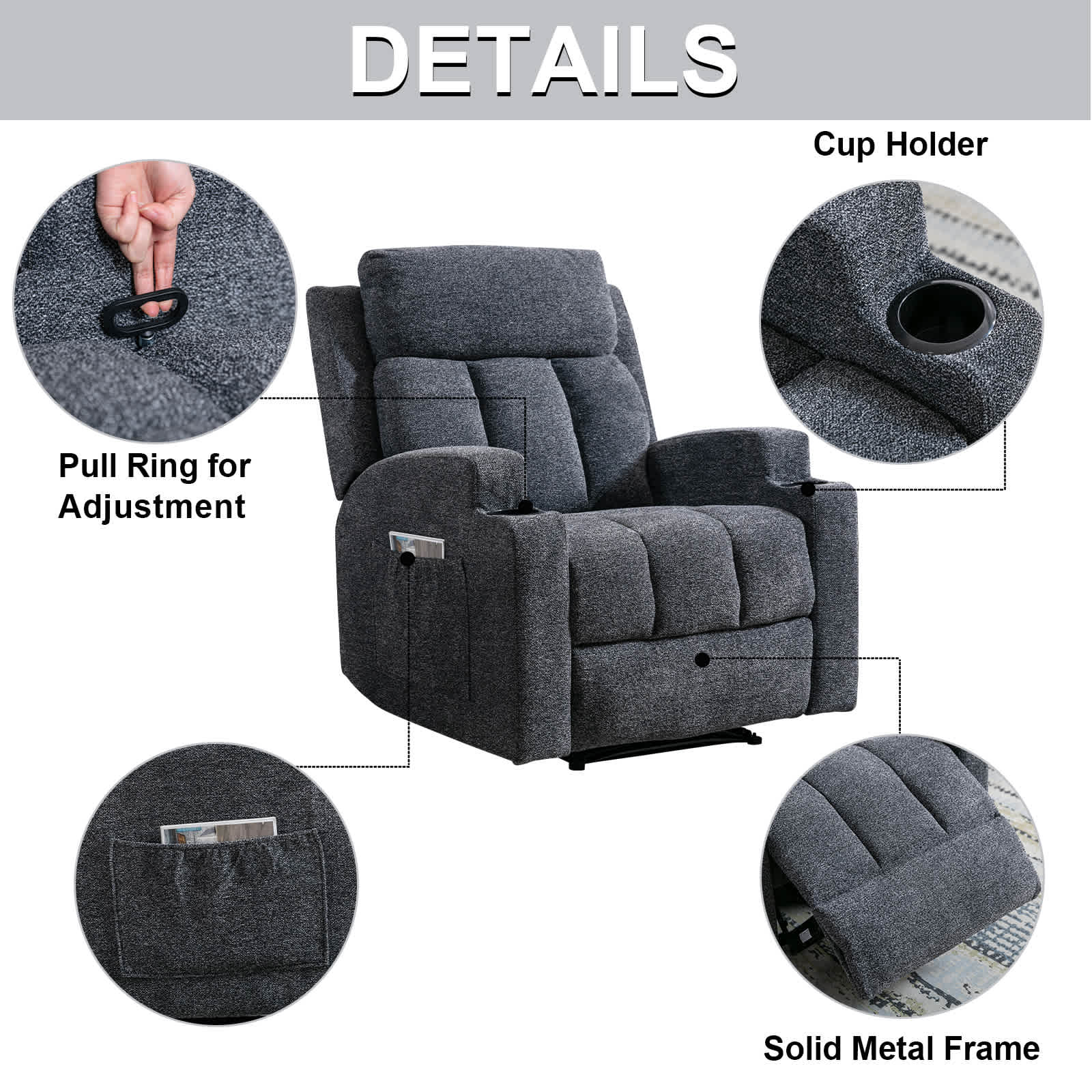 Bestier USLOW-L502233D-DGRE recliners - View #5