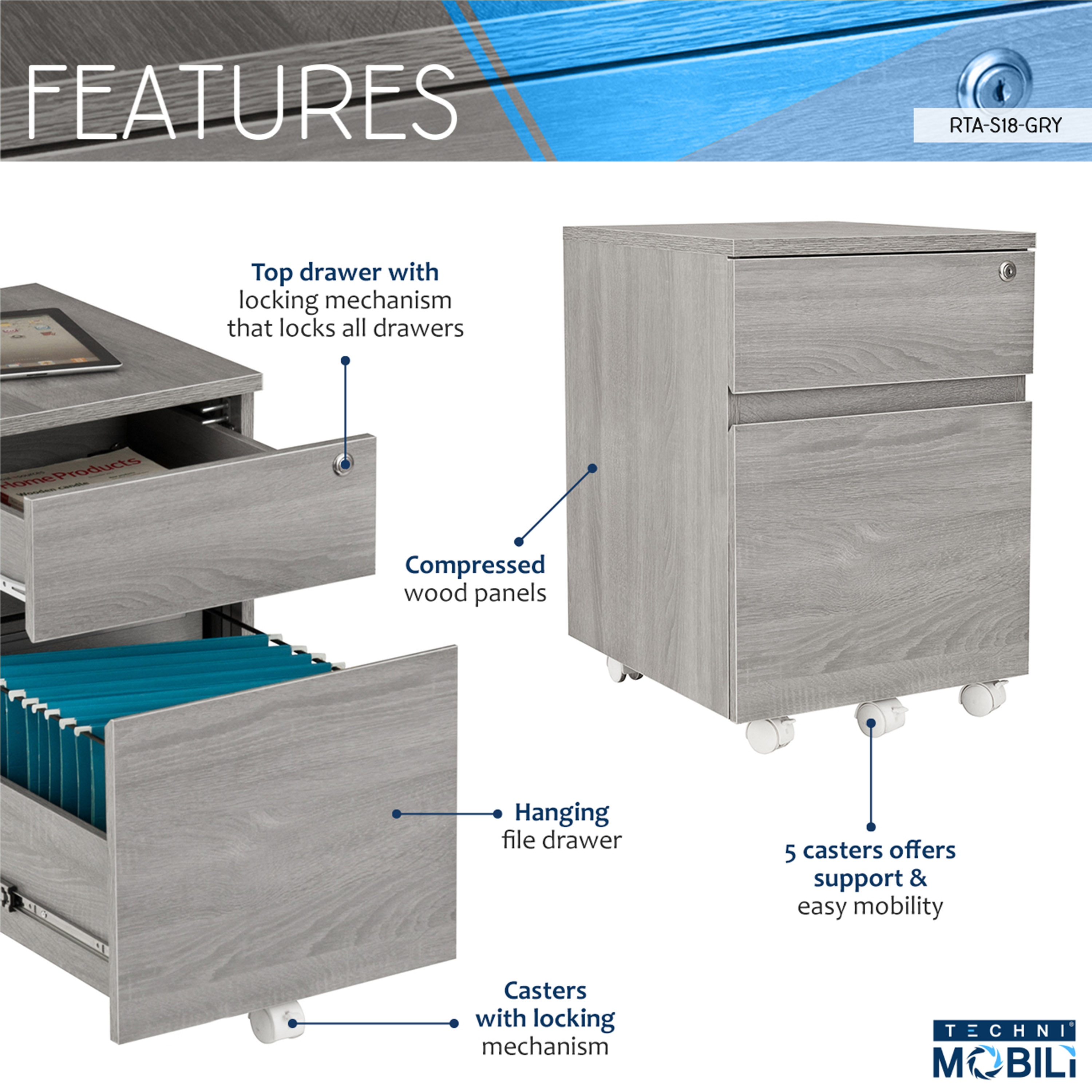 LUXEYARD DS-Y-B031-S18-GRY Storage-Cabinets - View #3
