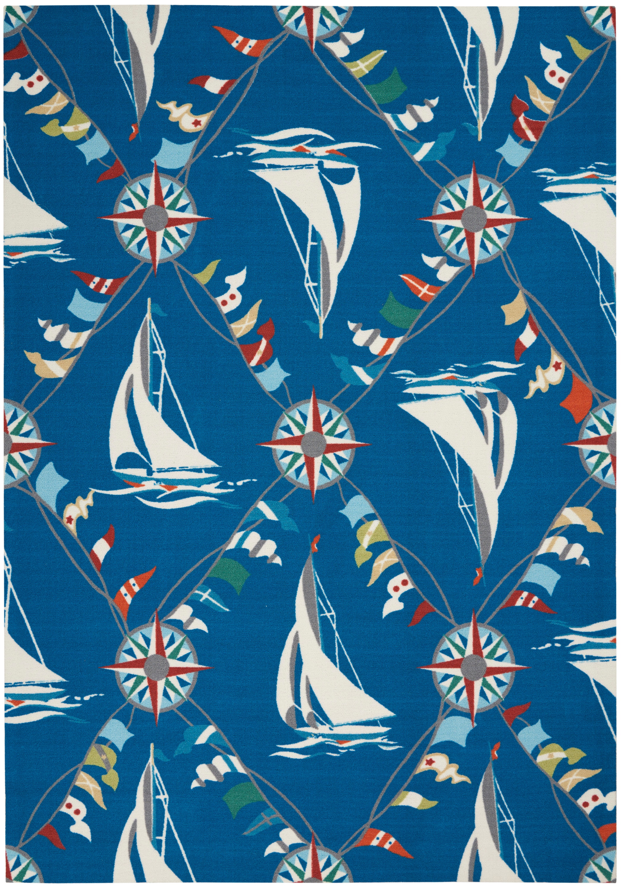 Blue Diamond Nautical Reversible 4' x 6' Synthetic Area Rug