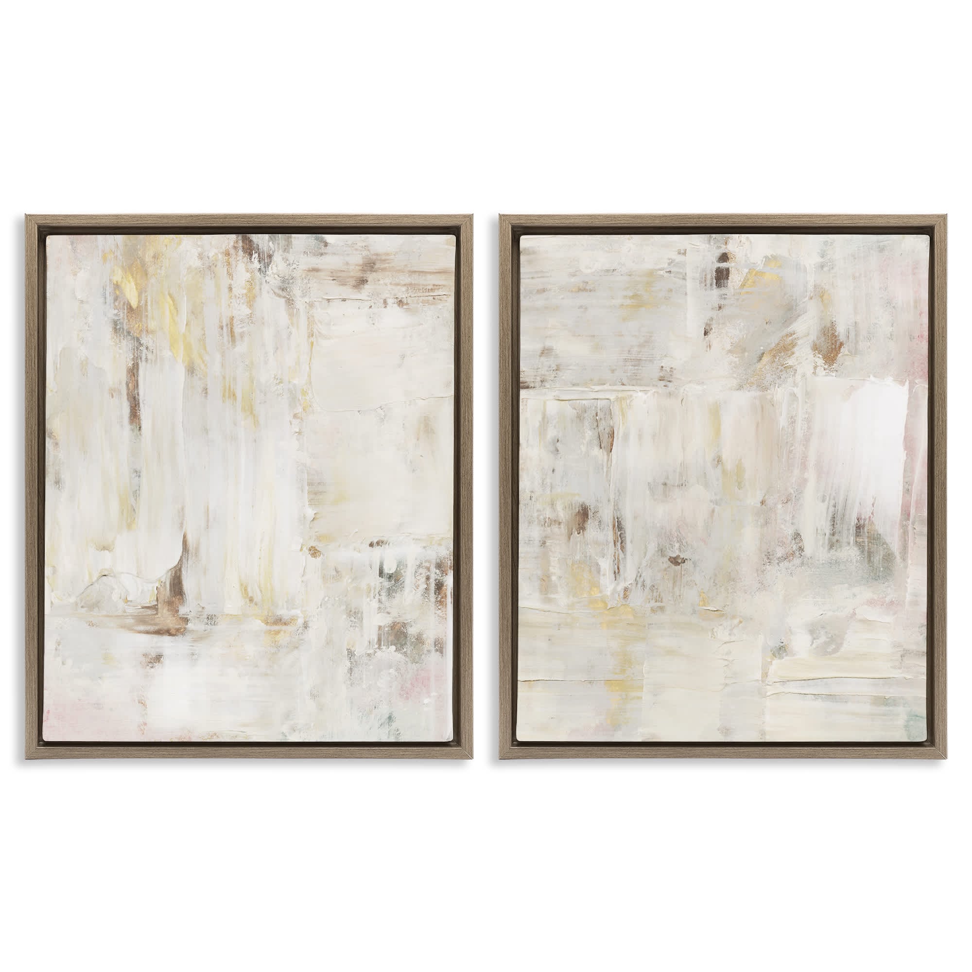Stupell Industries B2-772-FFE-2PC-16X20 Contemporary Muted Abstracts 2 Piece Brown Framed Floater Canvas Set By Victoria Barnes 17 x 21
