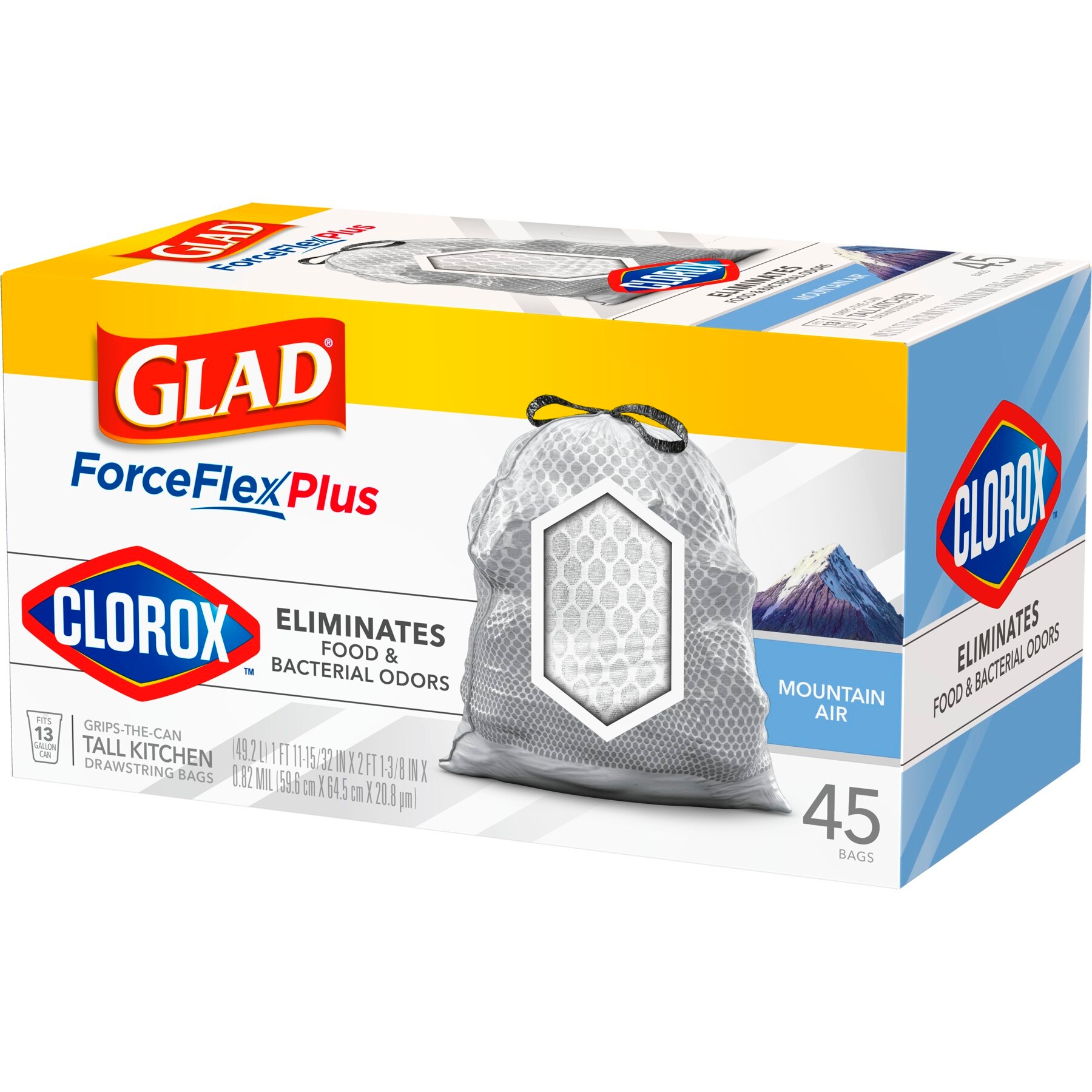 Glad ForceFlex MaxStrength 13 Gal. Lemon Fresh Bleach Scent Grey