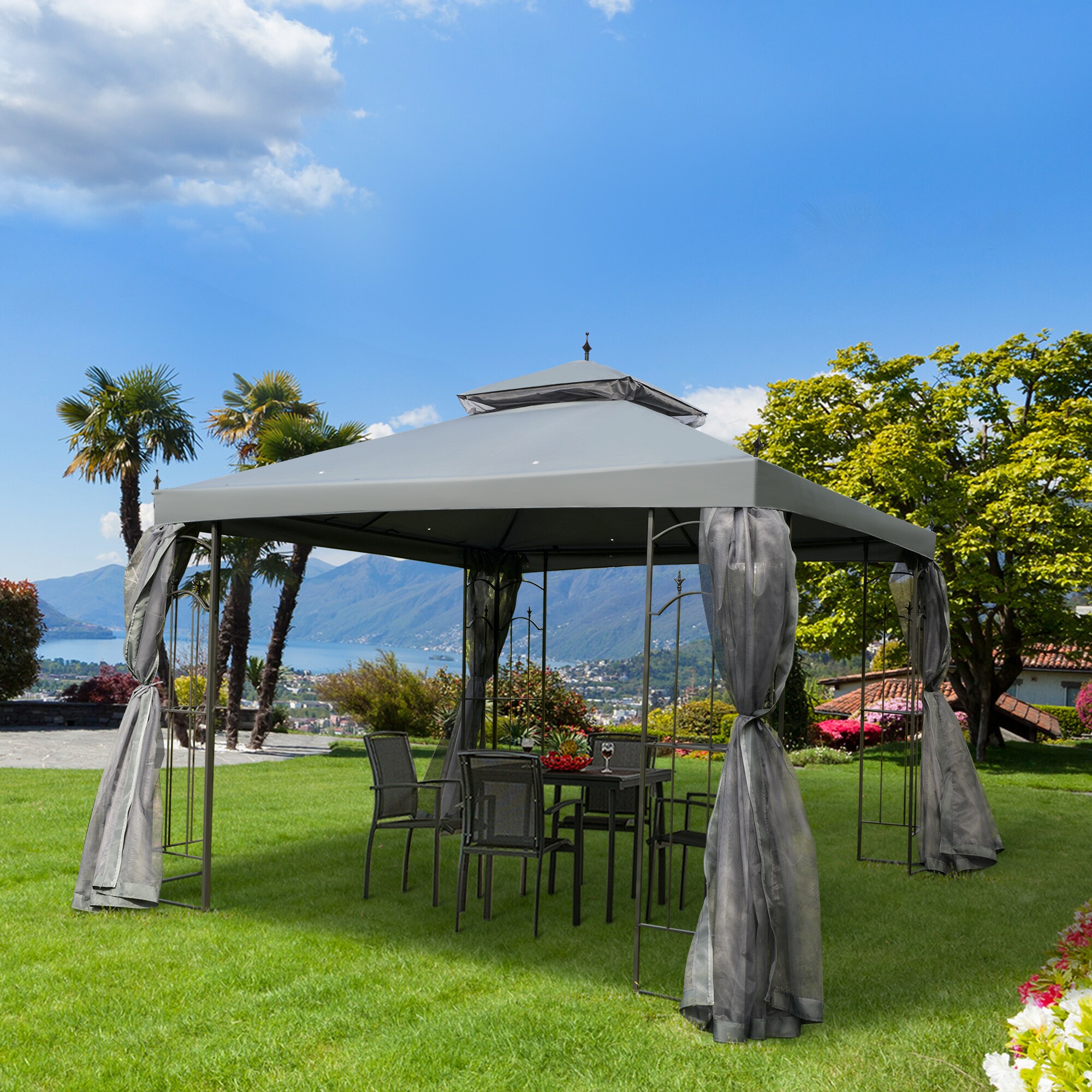 Outsunny 84C-028GY Wood-Resin-Gazebos - View #2