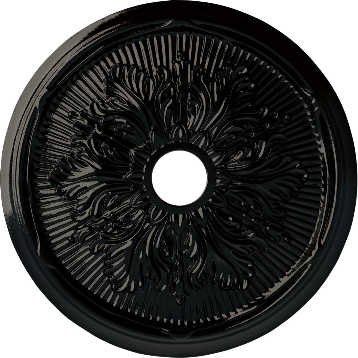 Ekena Millwork CM23LUBPS Luton Leaf 23.75-in W x 23.75-in L Painted Black Pearl Polyurethane Whole Ceiling Medallion