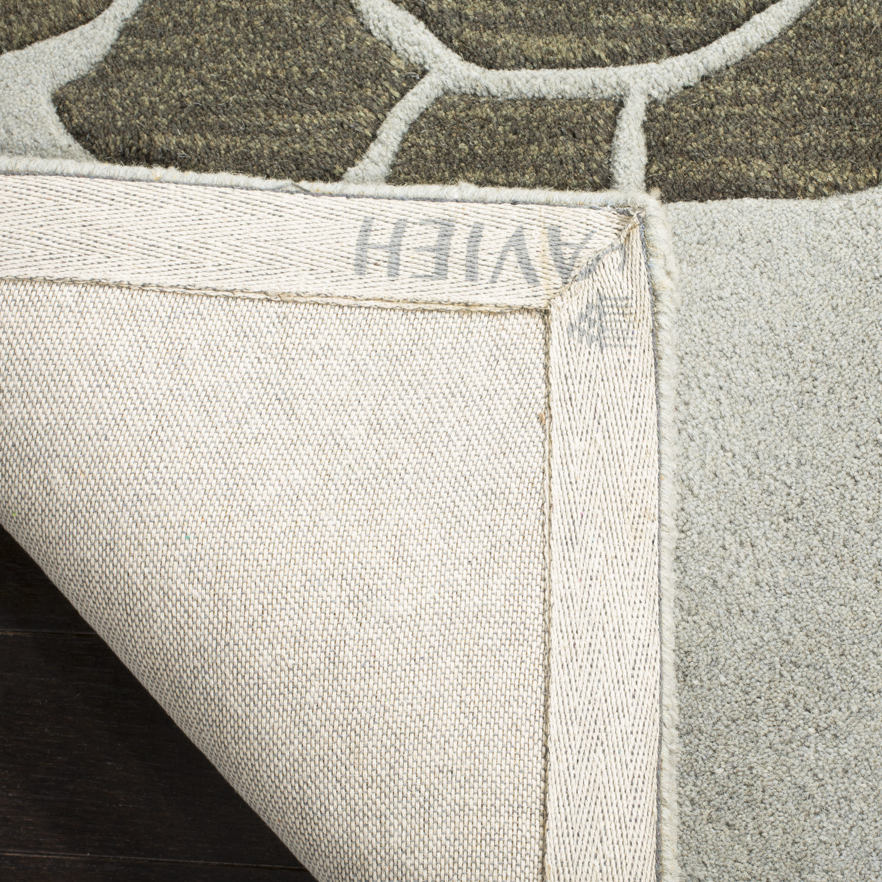Light Grey Handmade Tufted Wool and Viscose Square Rug