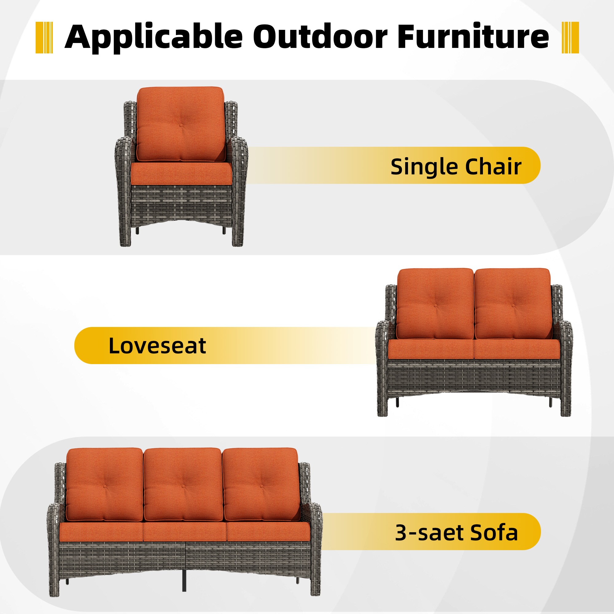 Gardenbee HGL-N05-ORG Patio-Furniture-Cushions - View #2