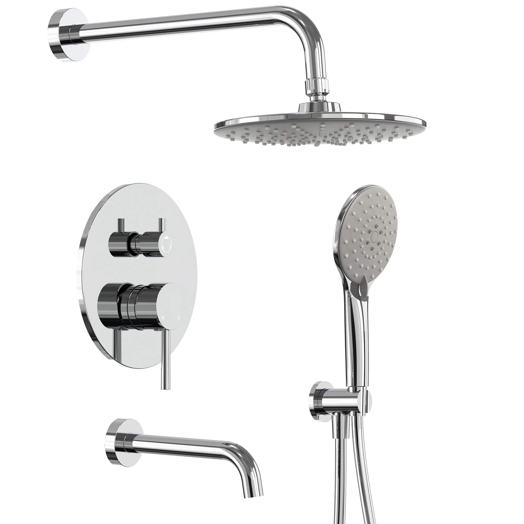 EVERSTEIN SFS-1076-CH9 Tub and Shower Faucet with 9-in High-Pressure Balanced Shower System and 3-Setting Hand Shower in Chrome