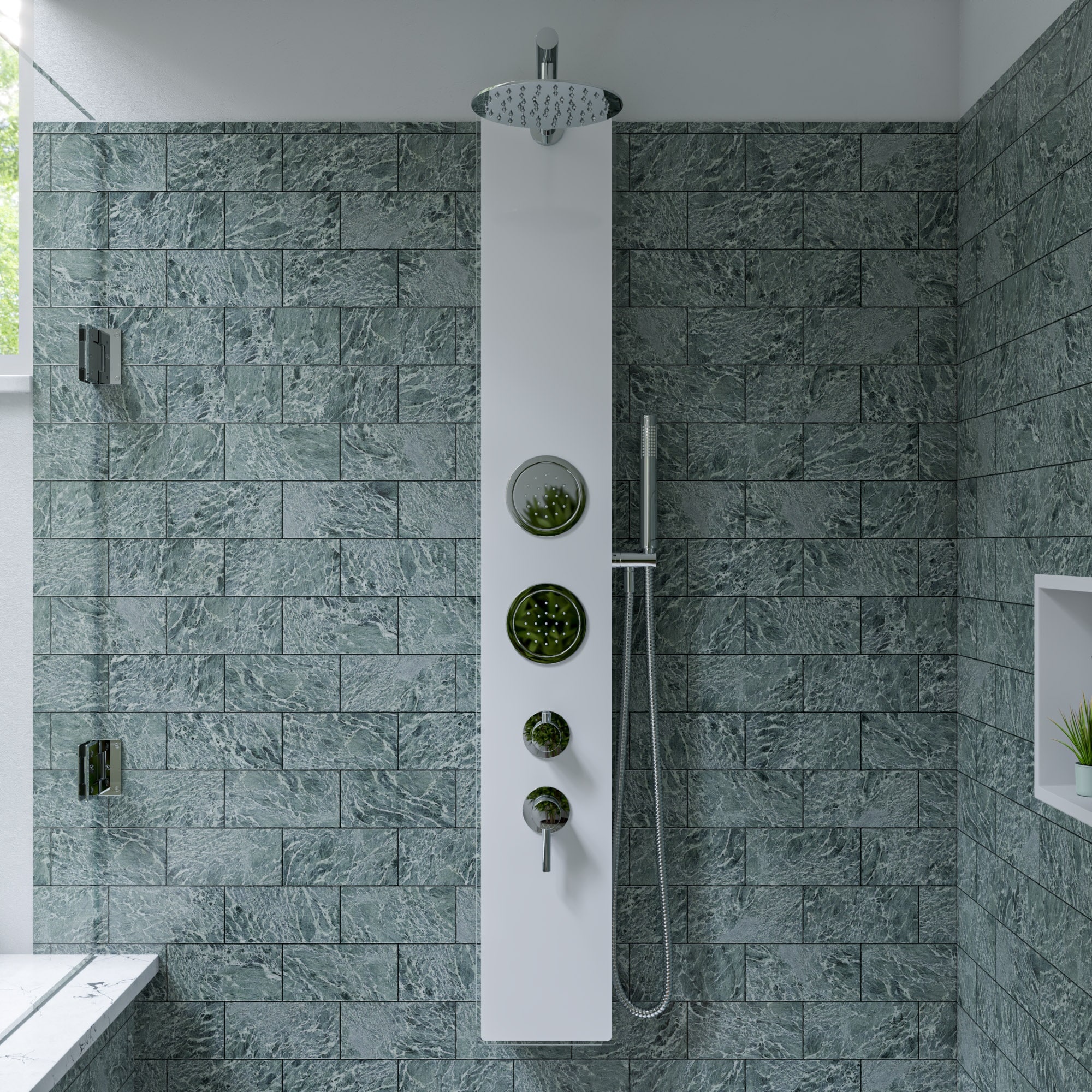 ALFI ABSP50W White 8-Inches Shower Panel System with 3-way Diverter Valve Included )
