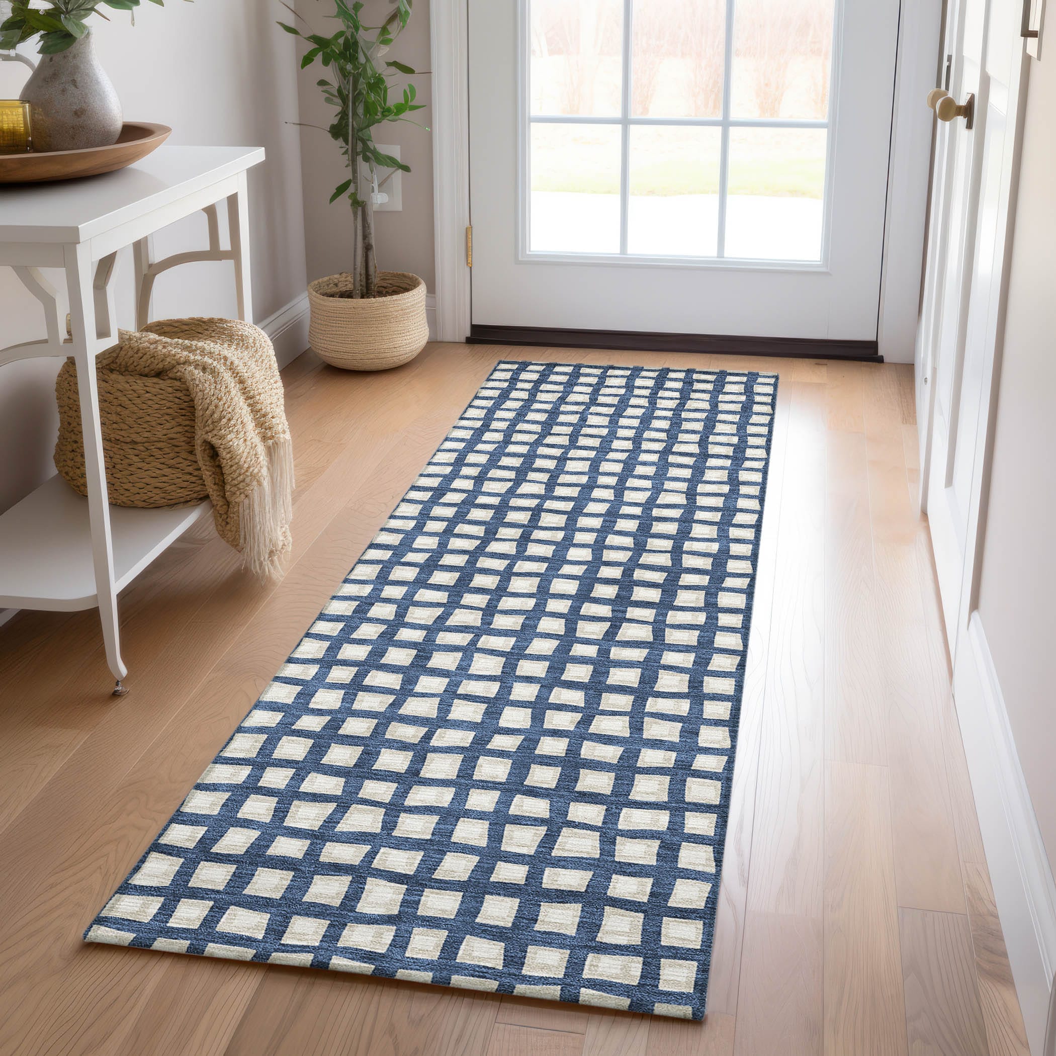 Addison Rugs ACN727BU2X8 Chantille ACN727BU 2 x 7 (ft) Polyester Blue Rectangular Indoor/Outdoor Geometric Machine washable Area rug