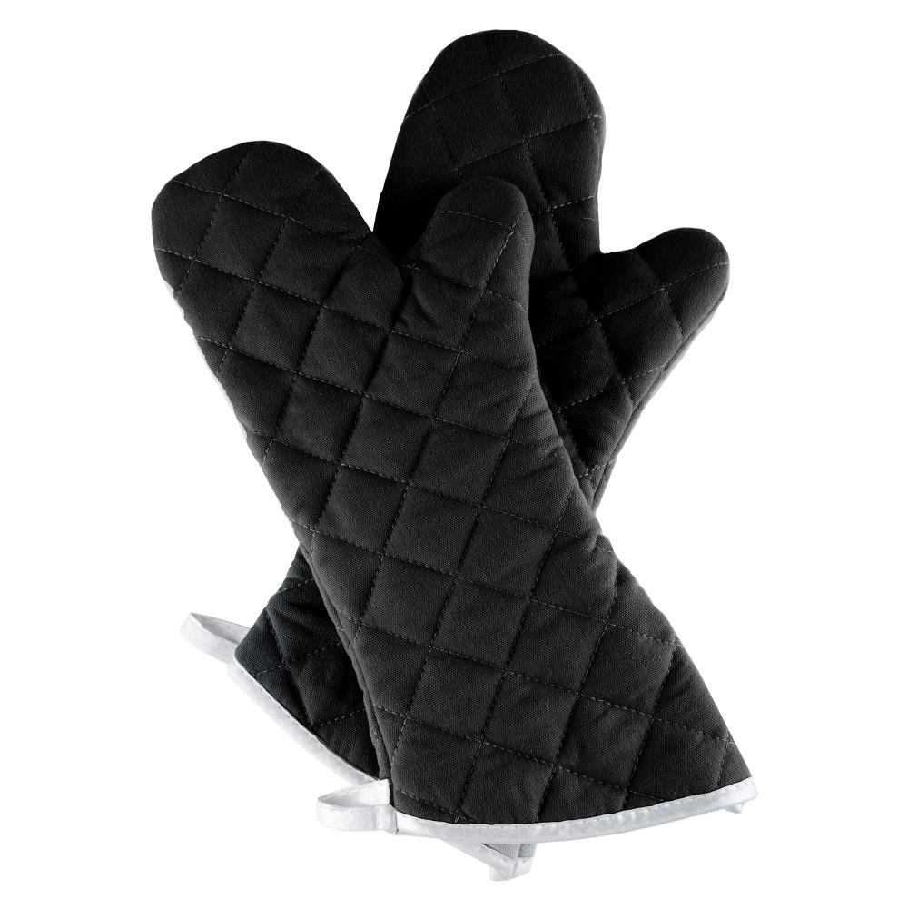  (1 Pair) Silicone Black Oven Mitts - Heat Resistant Silicone,  Flexible Oven Mittens with Quilted Liner - Kitchen Cooking Mittens Protect  Hands from Hot Surfaces