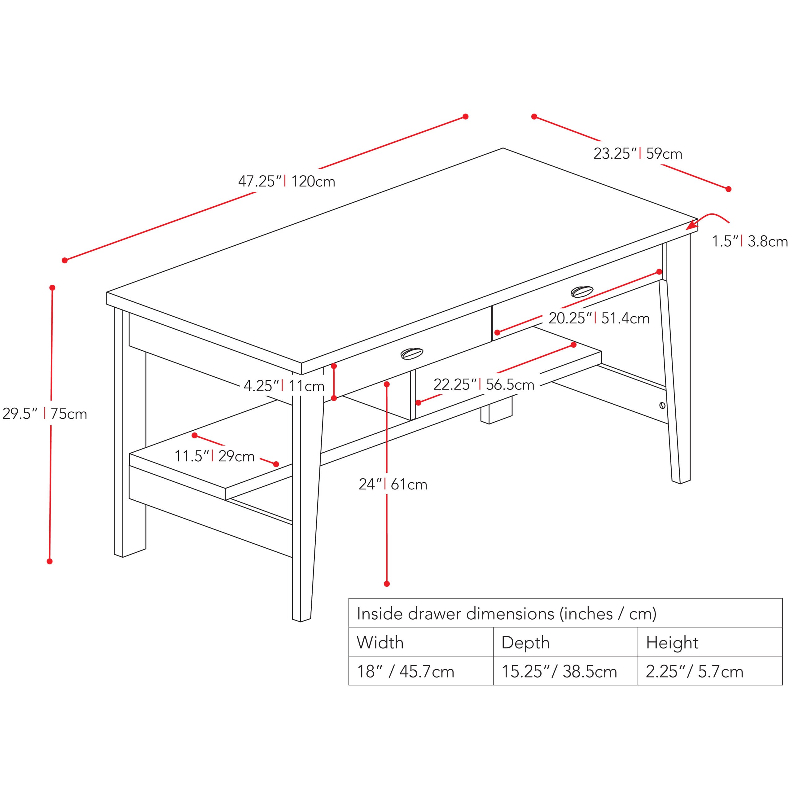 CorLiving WFP-280-D desks - View #6
