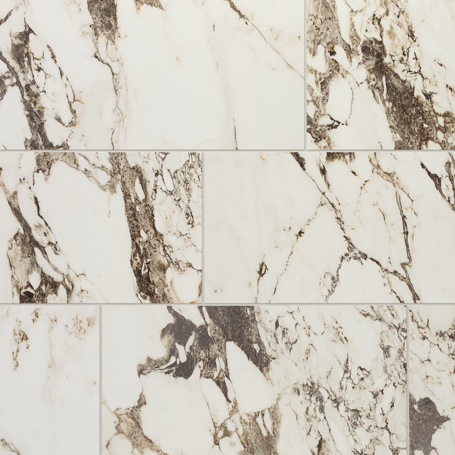 Daltile Panoramic Duet Calacatta Aries 12-in x 24-in Matte Porcelain Marble look Floor and Wall Tile ( 17.02-sq ft / Carton )
