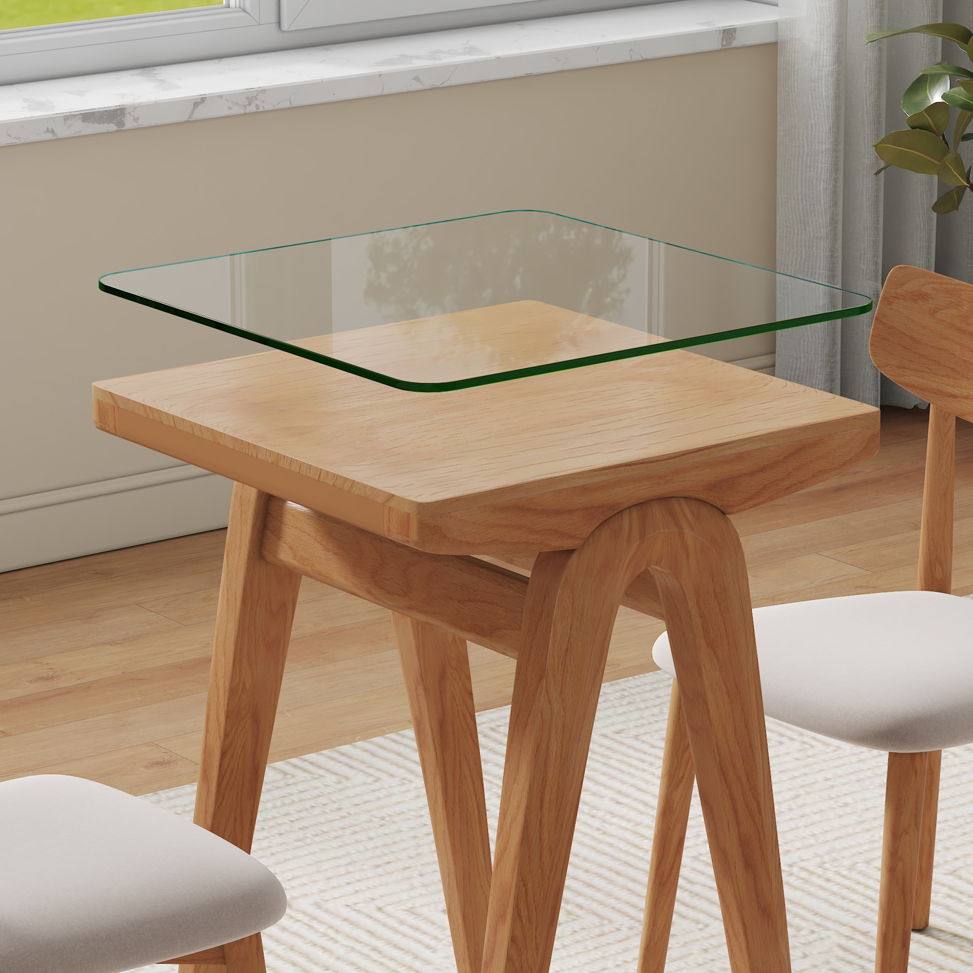 20-inch Square Heat-Resistant Clear Tempered Glass Table Top