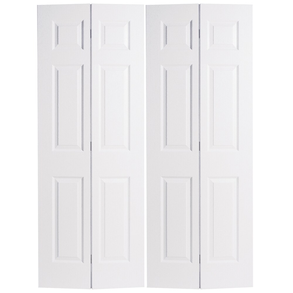 RELIABILT 00030151015844 Classics 48-in x 80-in 6-panel Textured Hollow Core Primed Molded Composite Closet Bifold Door (Hardware Included)