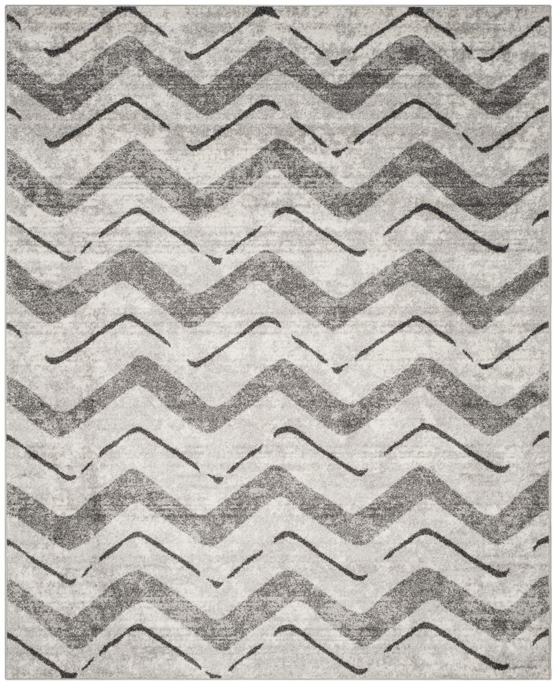 Silver Charcoal Zigzag Pattern 8' x 10' Synthetic Area Rug