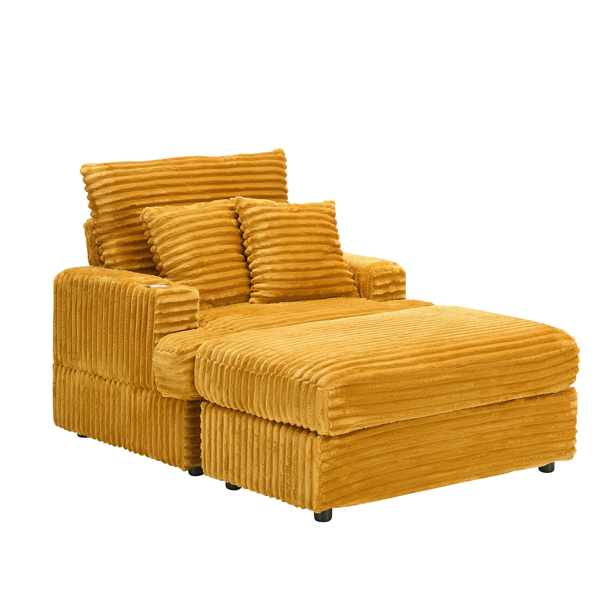 Bybafun 39-in W Casual Orange Corduroy Accent Armchair