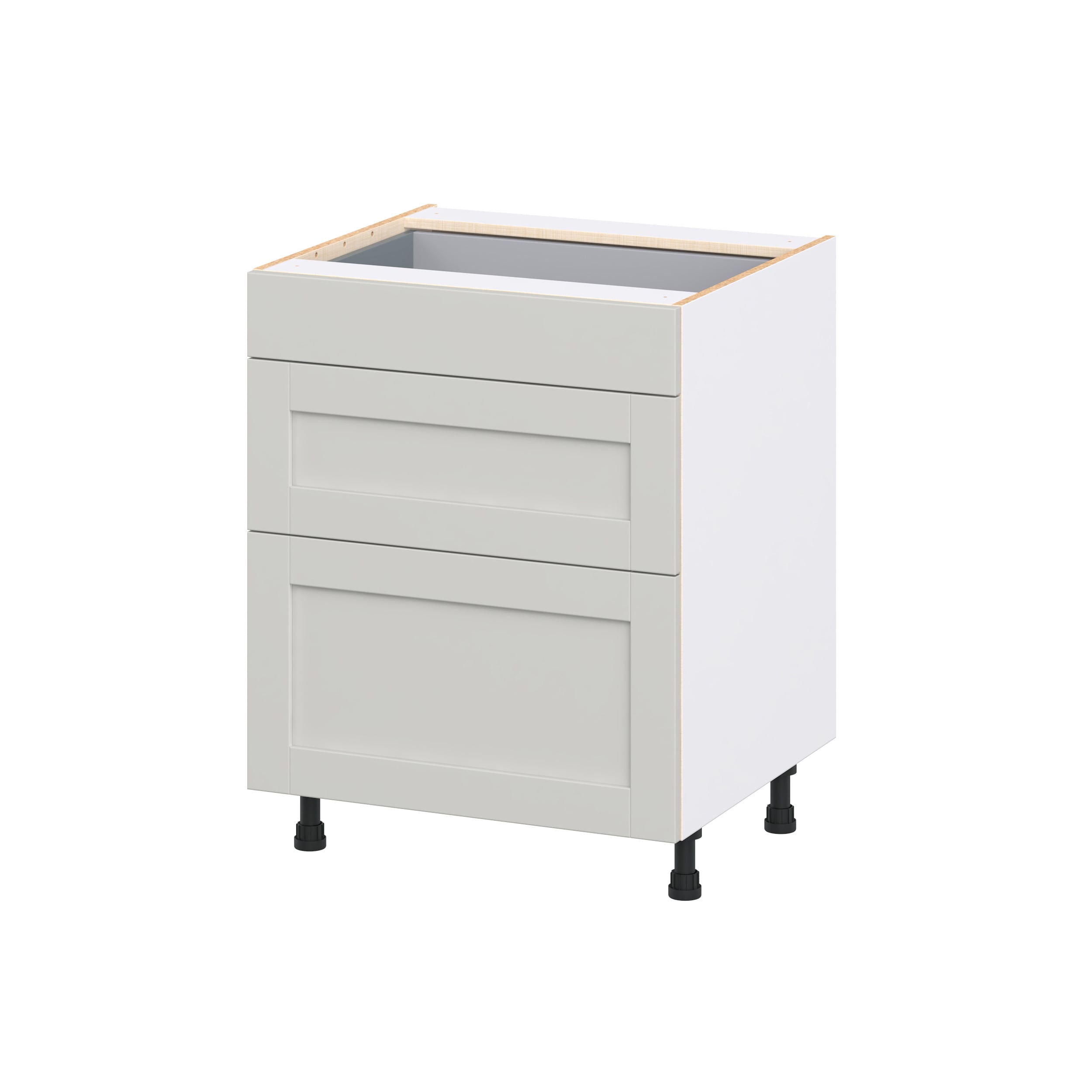 Hugo&Borg DSB3D27-CH Charlesberg 27-in W x 34.5-in H x 24.5-in D Light Gray 3 -Drawers Drawer Base Fully assembled Cabinet Recessed Panel Shaker