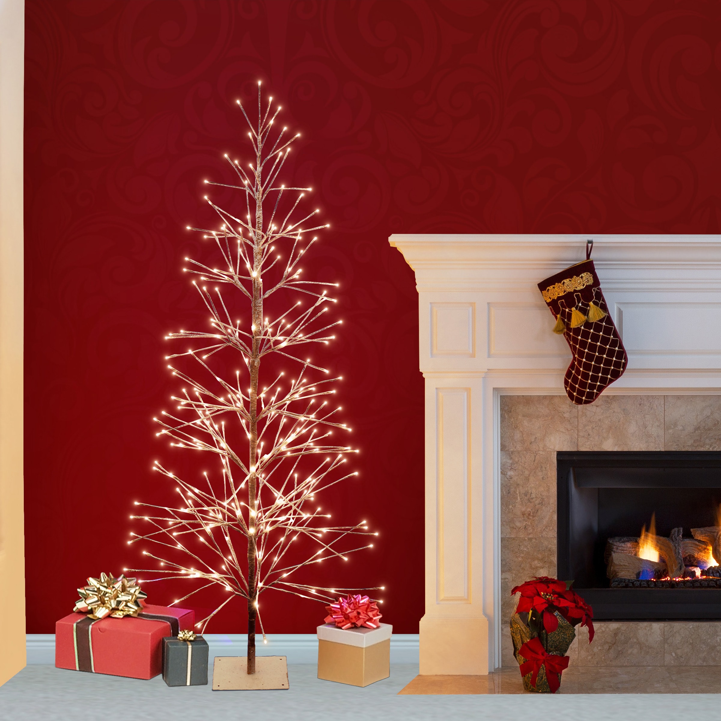 71" Brown LED-Lit Outdoor Christmas Tree with Warm White Lights