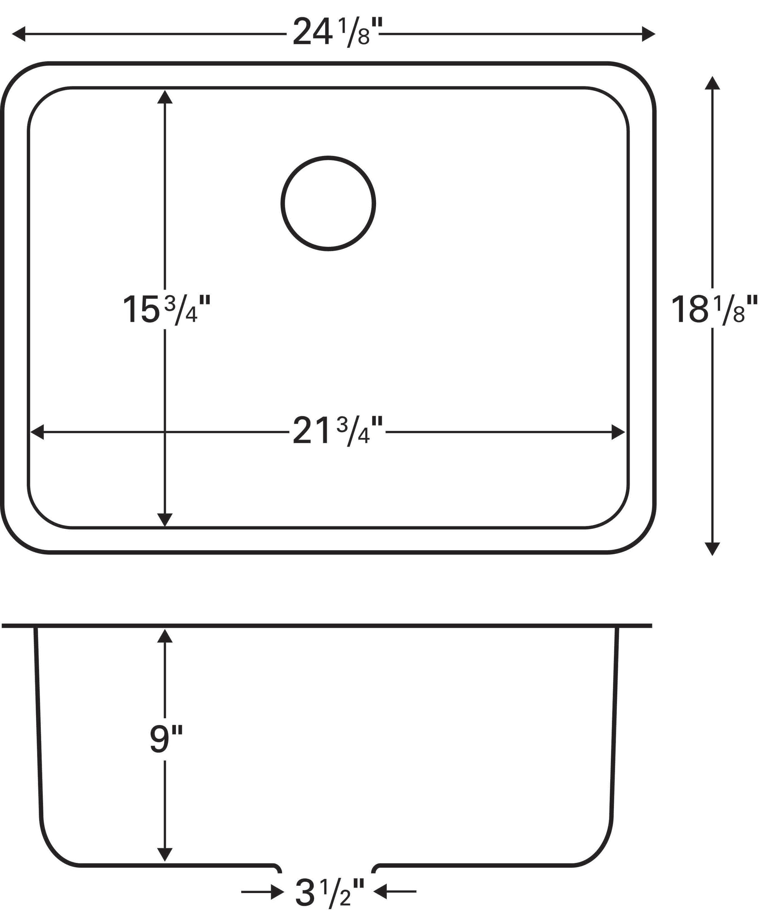 24'' Stainless Steel Single Bowl Drop-in Kitchen Sink