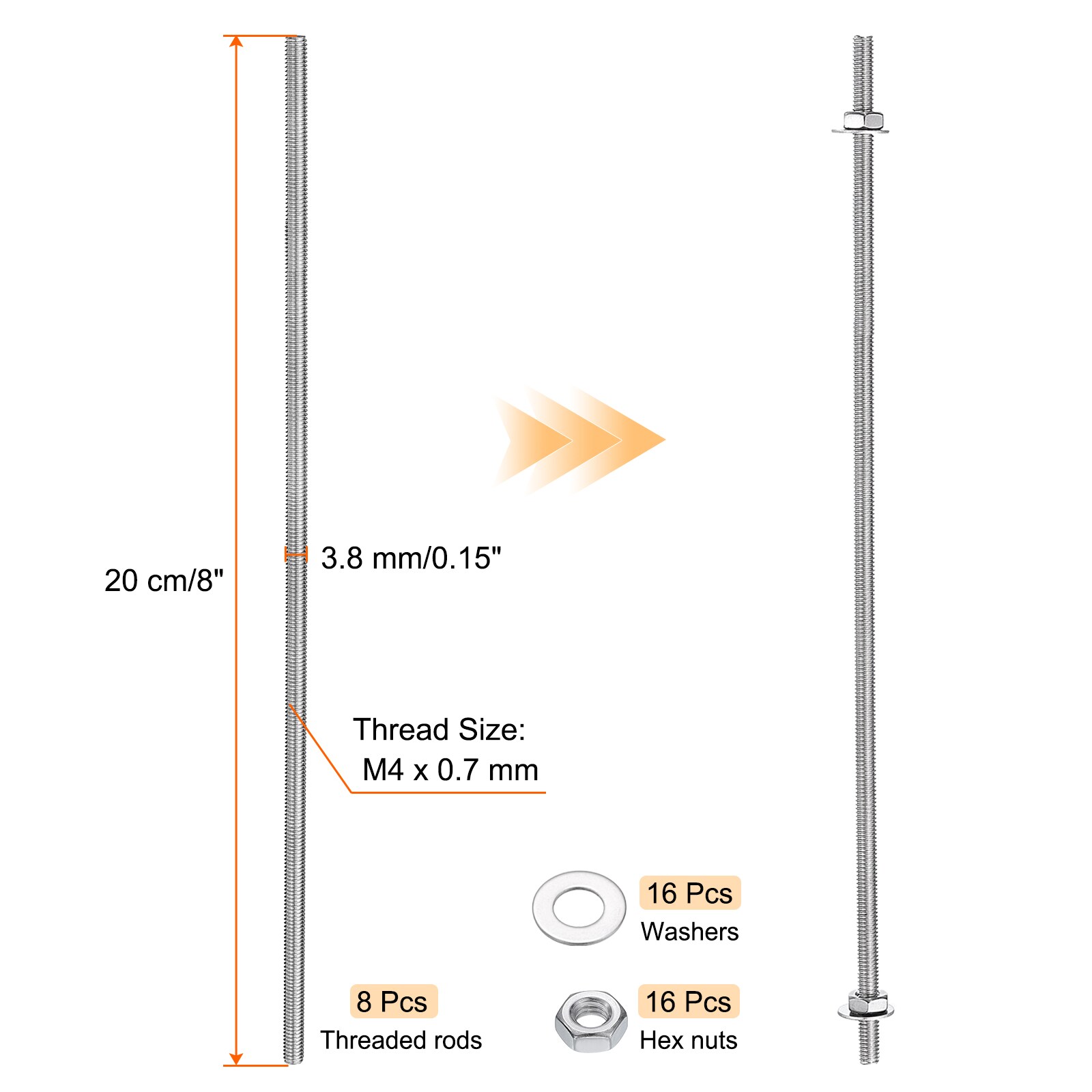 Unique Bargains S26031300UX6787 Threaded-Rod - View #2