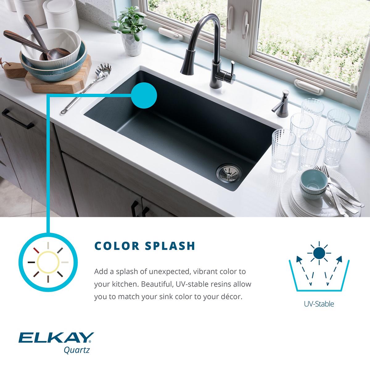 Elkay Quartz Classic 33 inch Drop-In Sink - Greystone ELGAD3322PDGS0