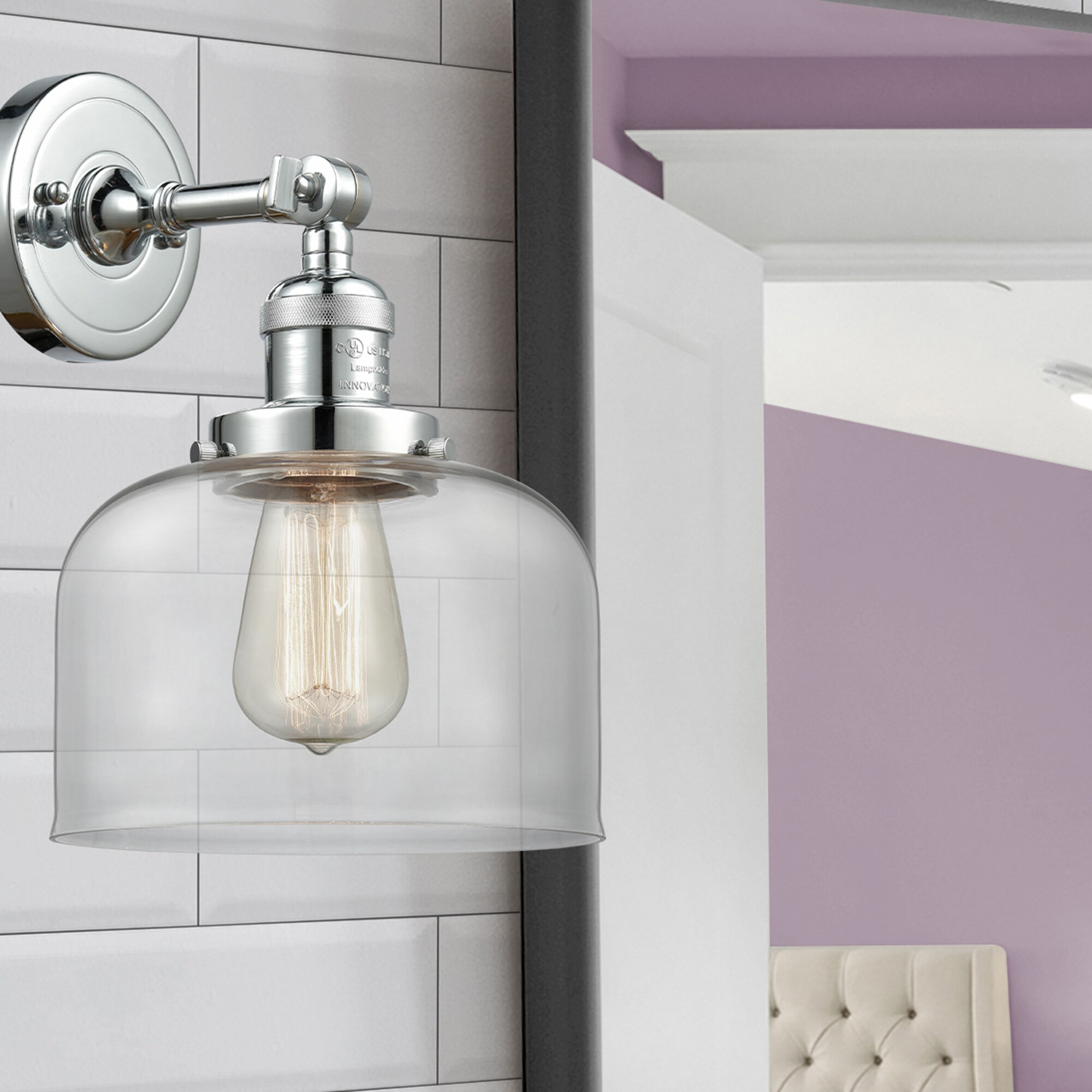 Innovations Lighting 203-PC-G72 Bell 8-in W 1 -Light Polished Chrome Industrial Wall Sconce