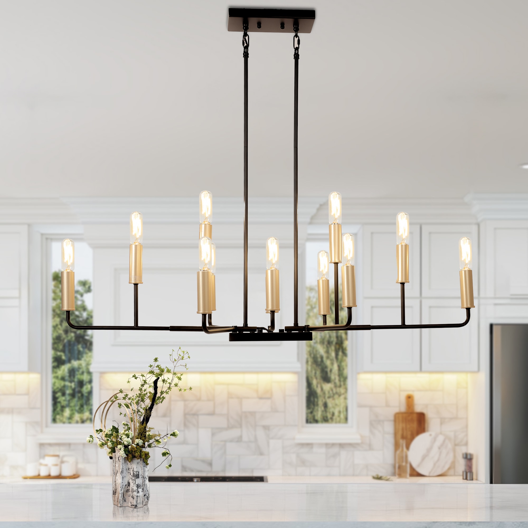 Uolfin YEYMVU-LWS25419-Q9 12 -Light Matte Black Modern/contemporary For Use in Bedrooms, Dining Rooms, Foyers, Kitchens, Living Rooms Chandelier