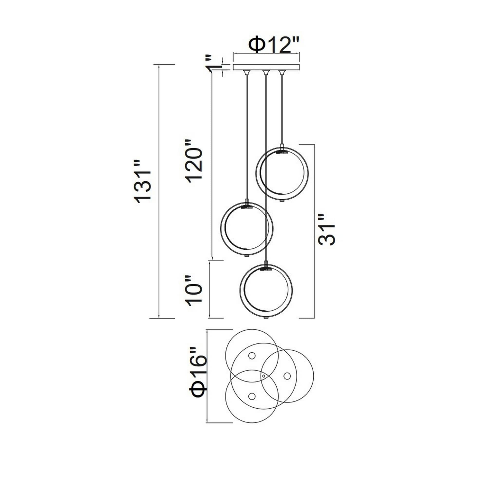 CWI Lighting Da Vinci 3-Light Brass Modern/Contemporary Geometric LED ...