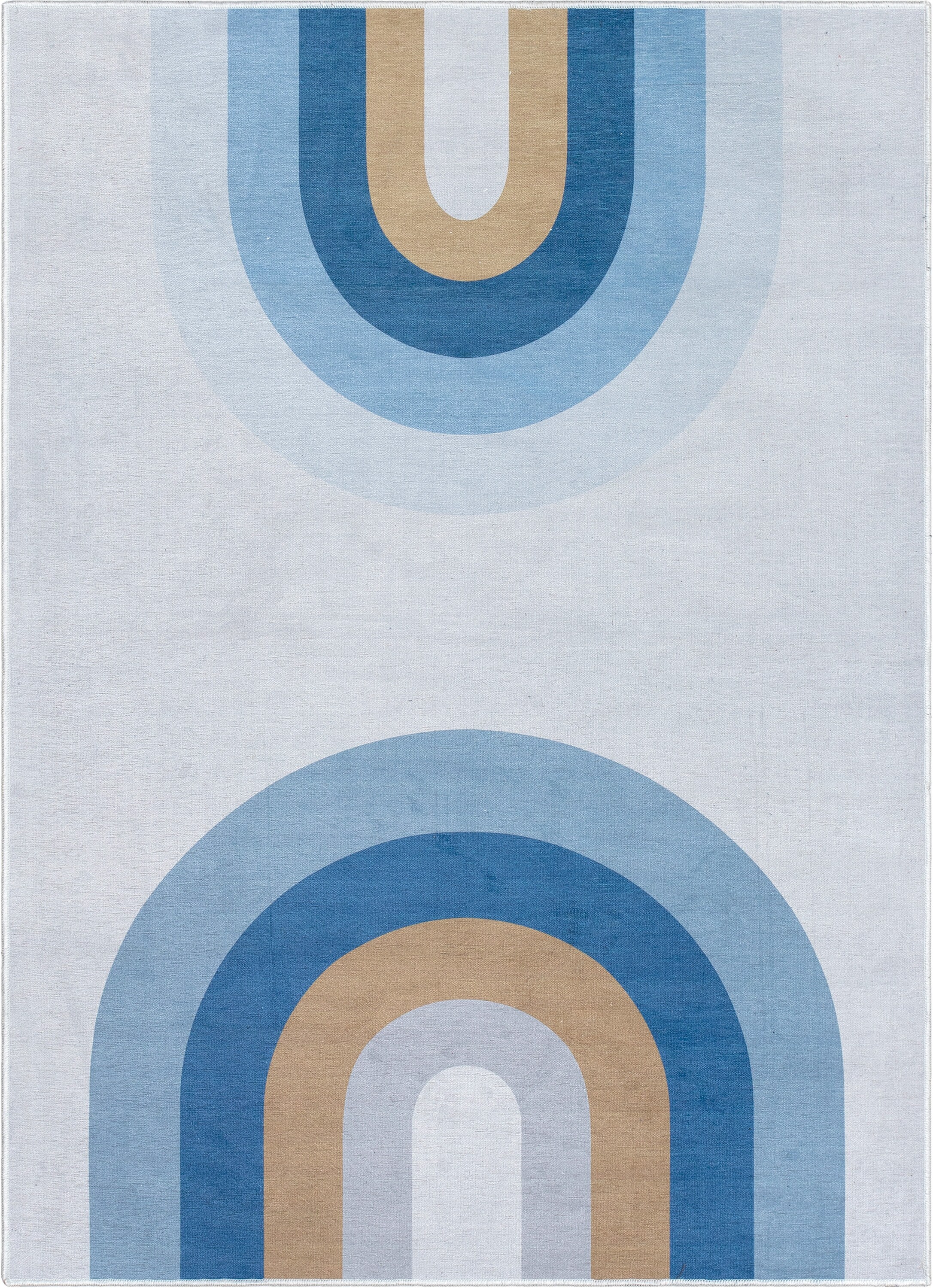 Blue Chenille Synthetic Flat Woven Kids Rug 5' x 7'