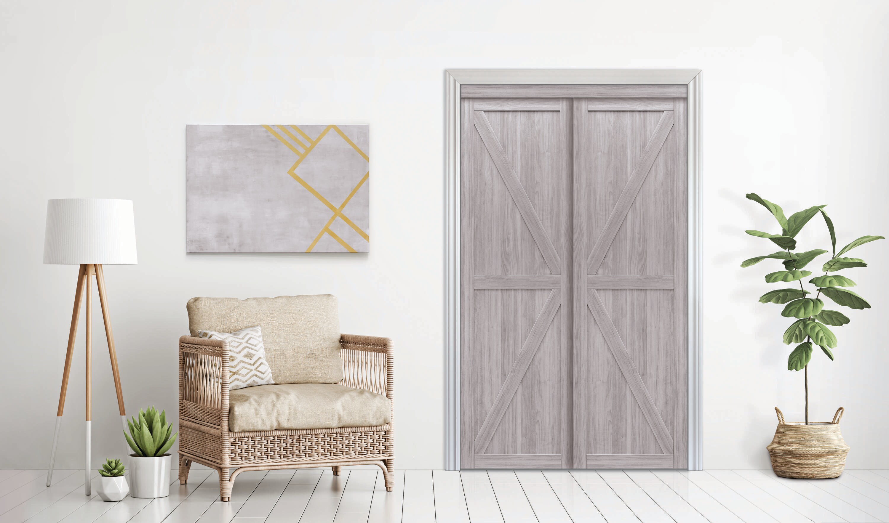 RELIABILT Euro 48-in x 80-in Silver Flush Prefinished Mdf Closet Sliding Door (Hardware Included)