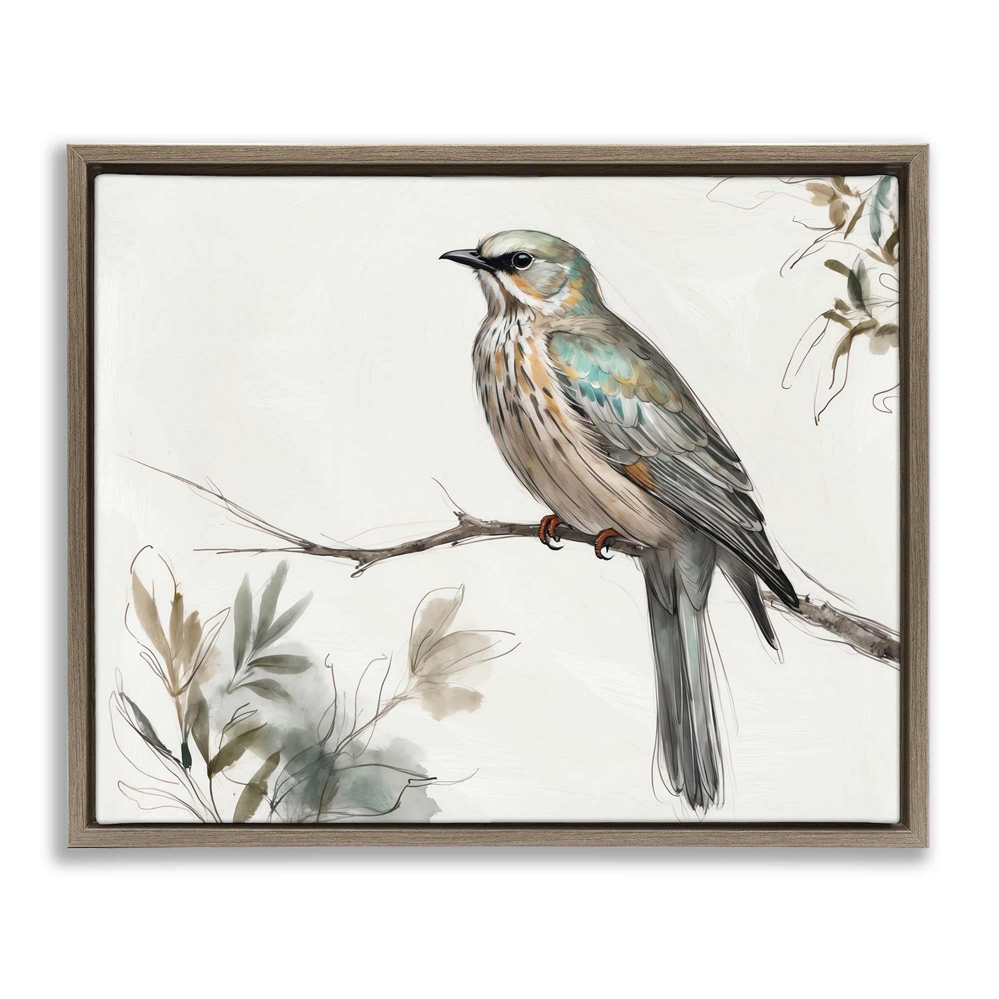 Stupell Industries BT-781-FFE-24X30 Stoic Bird Wildlife Study Floating Frame design by LSR Creative Studio