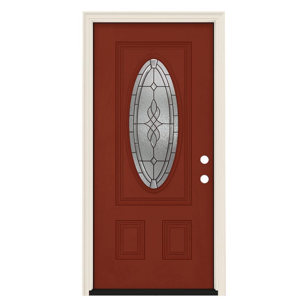 Jeld Wen Hampton 36 In X 80 In X 4 9 16 In Fiberglass Oval Lite Left Hand Outswing Black Cherry