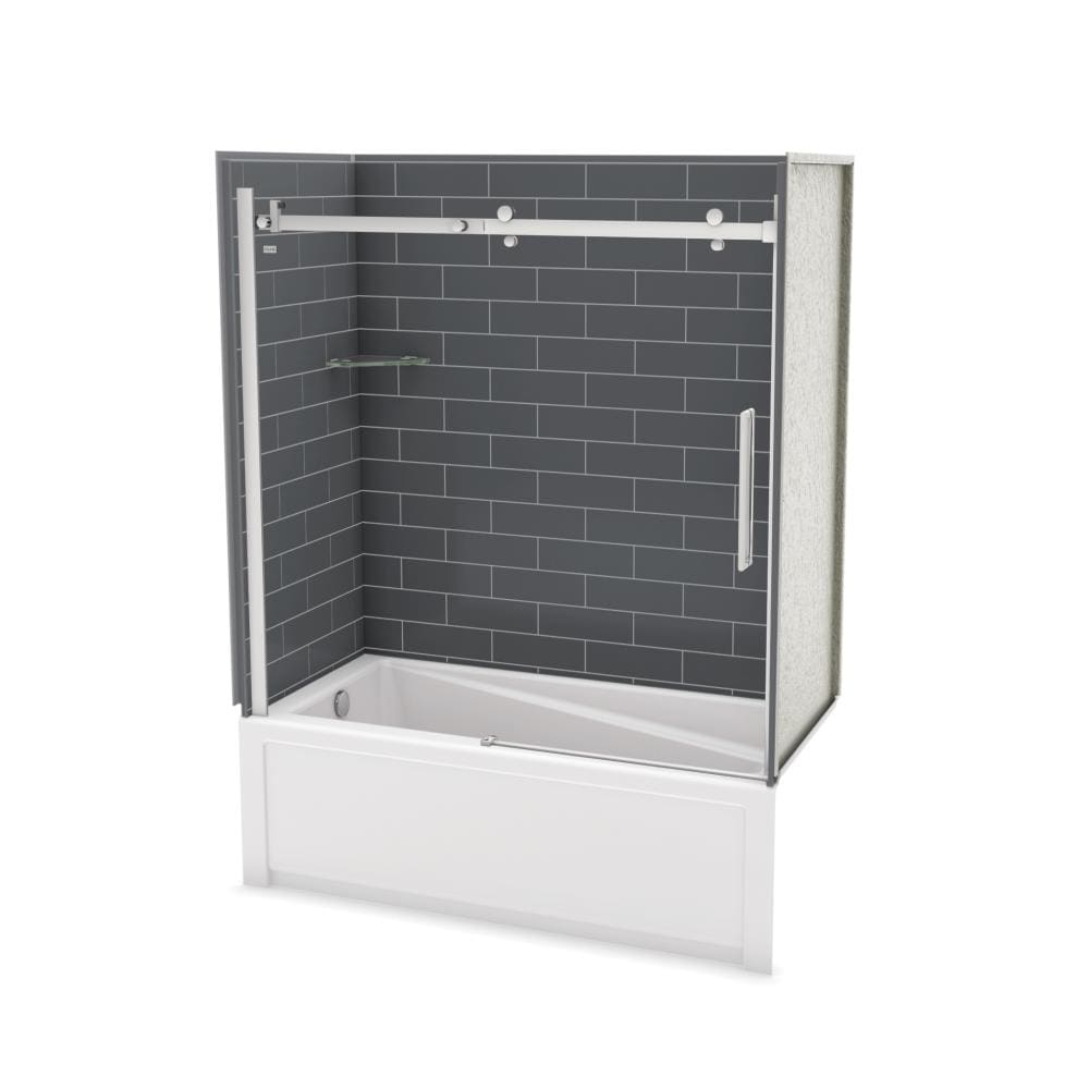 MAAX 106913-301-019-101 Utile 32-in W x 60-in L x 81-in H Metro Thunder Grey 5 -Piece Bathtub Shower Combination Kit (Left Drain) with Tub/Wall/Door Included