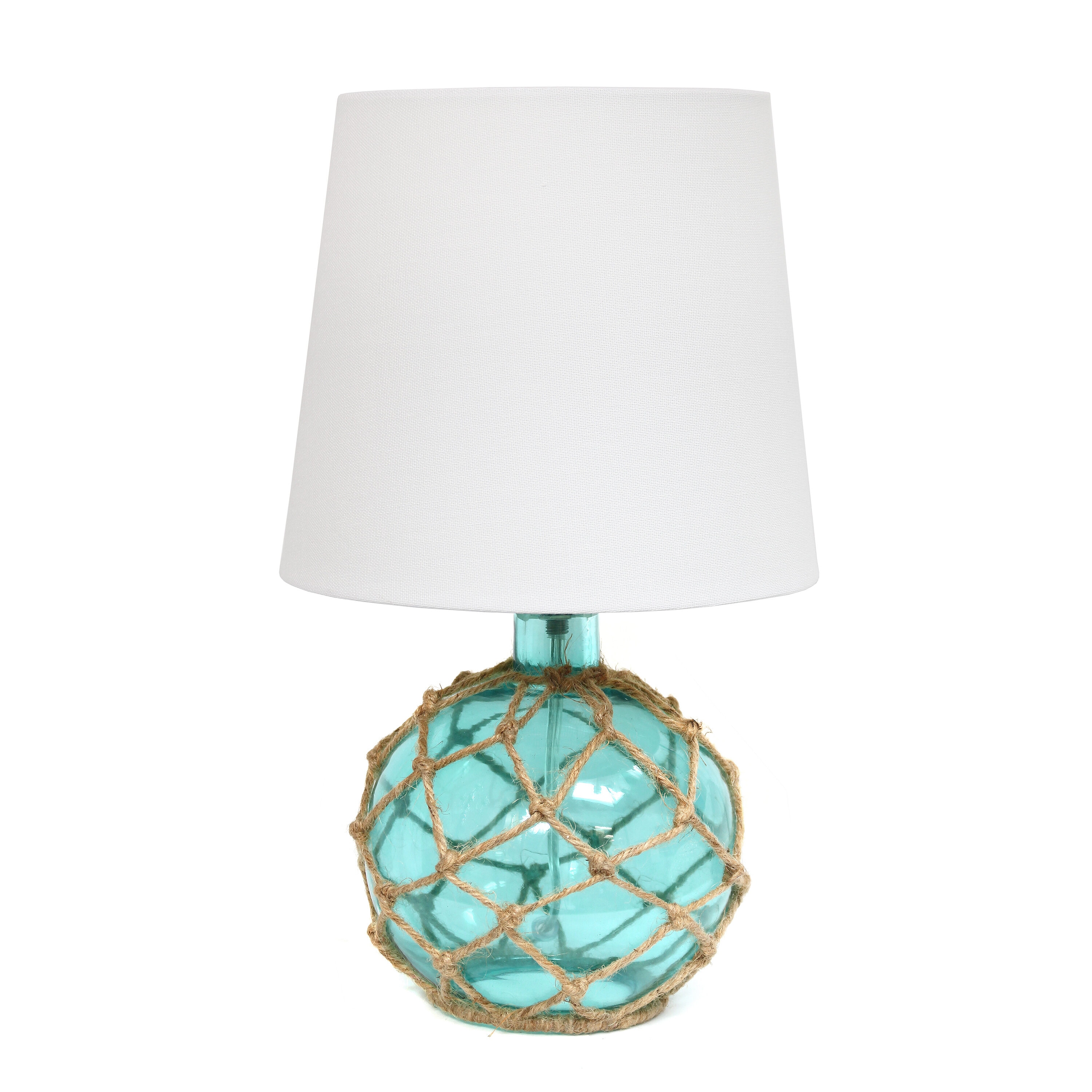 Lalia Home LHT-3011-AU Maritime 14.75-in Aqua Table Lamp with Fabric Shade