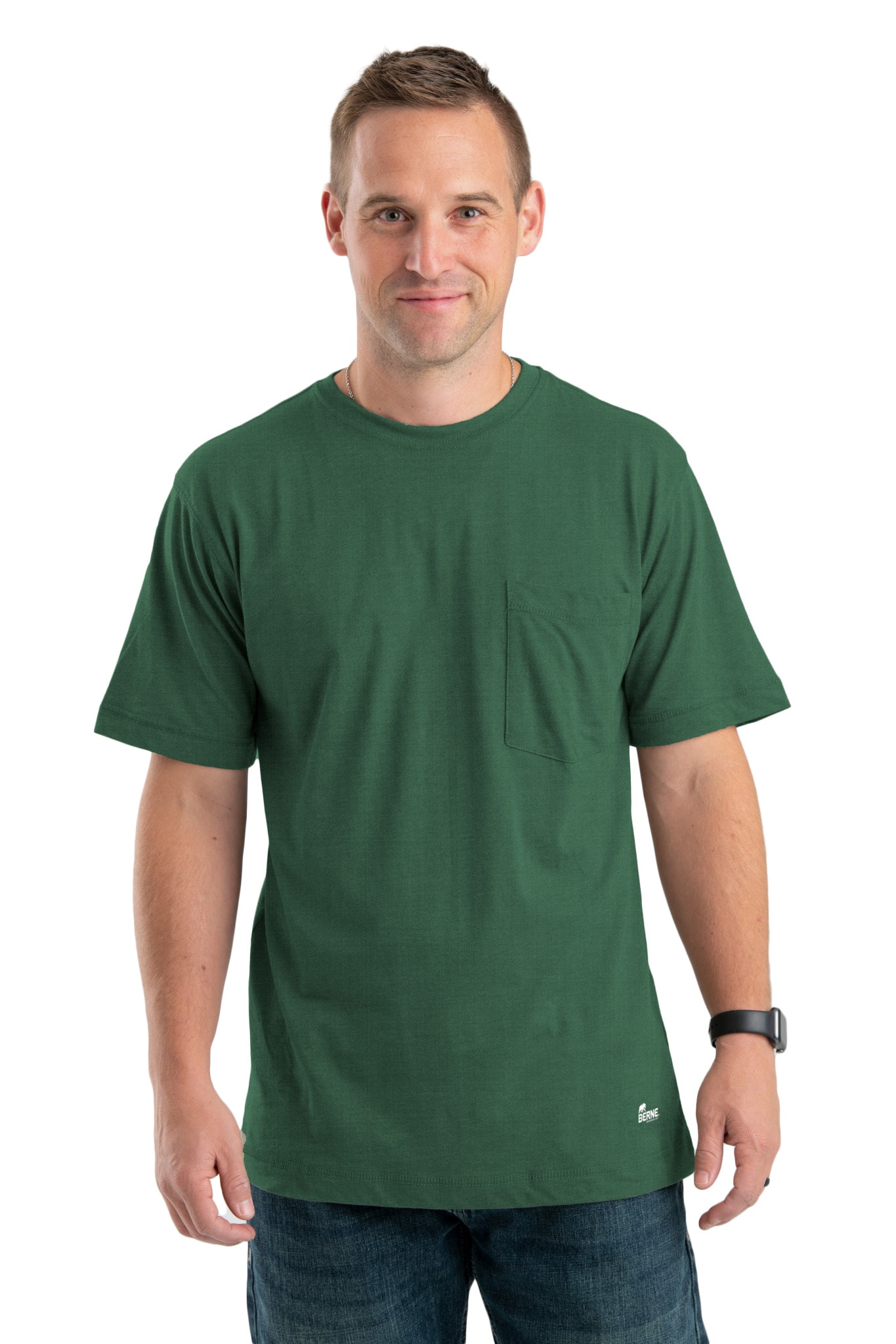 BERNE APPAREL BSM38PNT480 Men's Green Jersey Short sleeve Solid T-shirt ( XL )