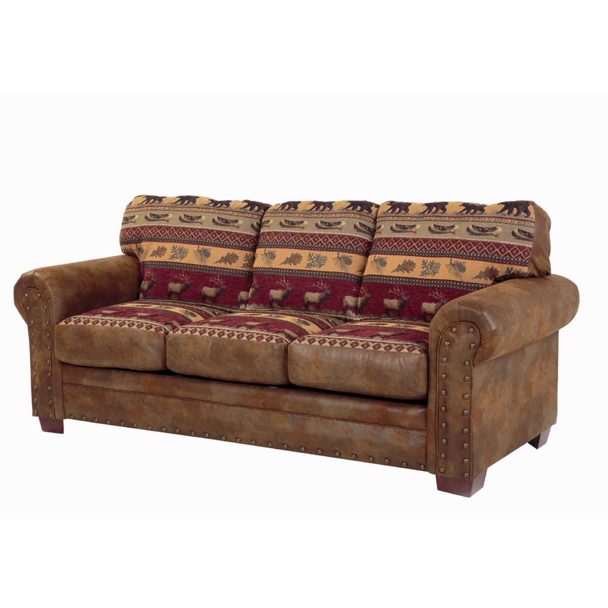 Sierra lodge 88-in Rustic Sierra Lodge Tapestry Microfiber 3-seater Sofa Cotton in Brown | - American Furniture Classics 8503-10
