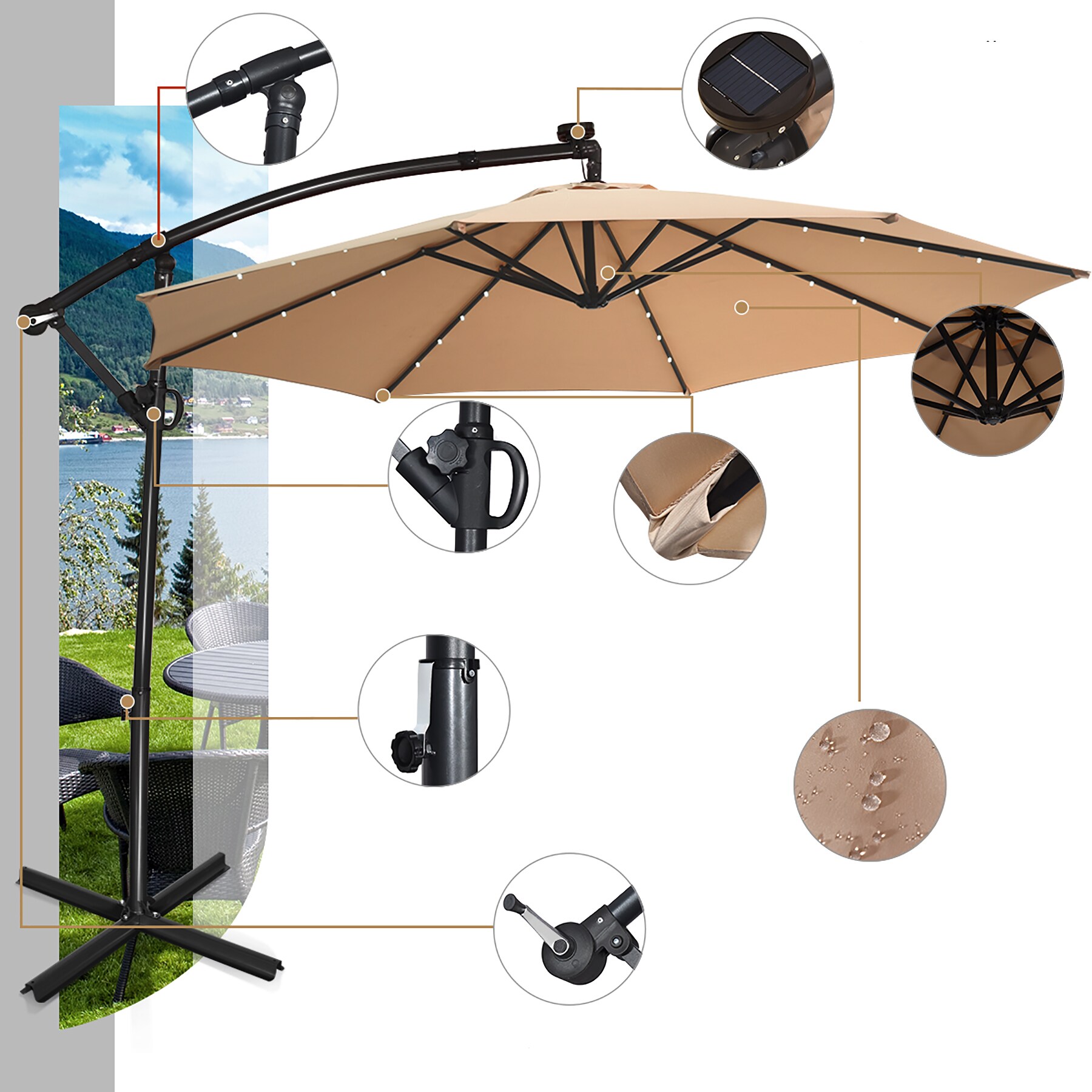 Costway OP70282BE Umbrellas-2 - View #2