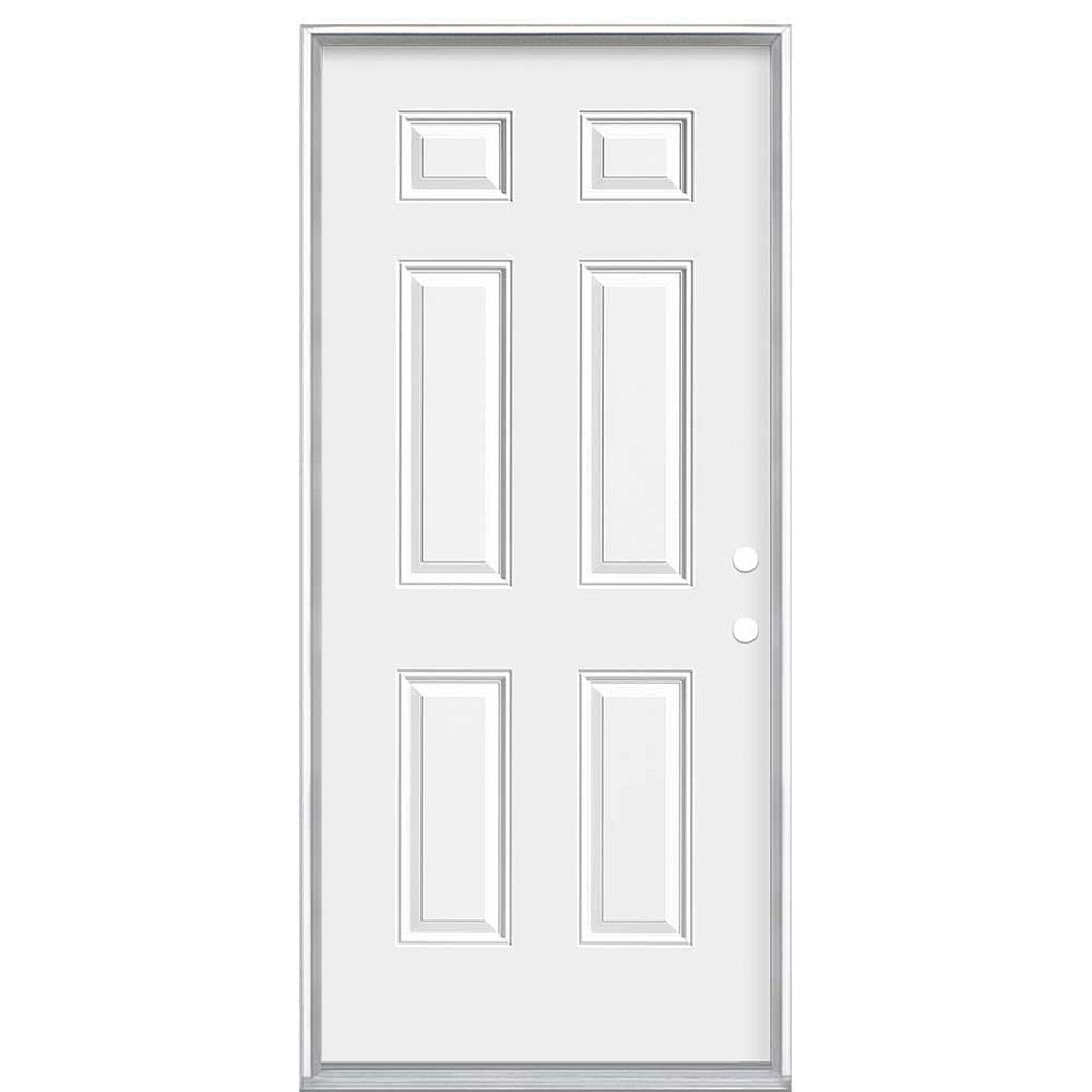Masonite 2416424 36-in x 80-in x Steel No glass Left-hand inswing Primed White Fire Rated Prehung Front Door Insulating core