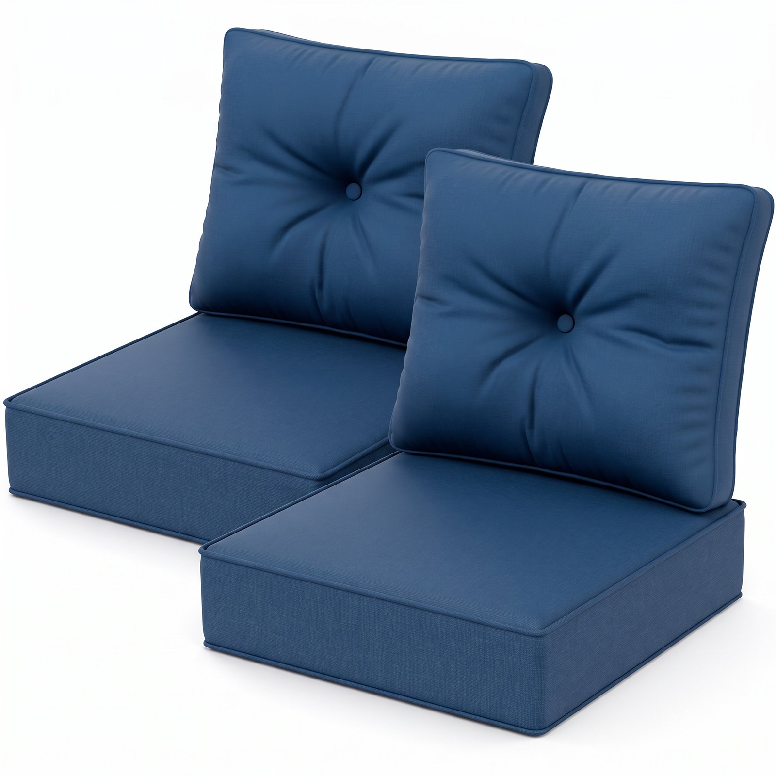 MOONCOOL -  2 Pack Outdoor Chair Cushions 6 Inch Thick Seat 7 Inch Back Pillows 28D High Density ...