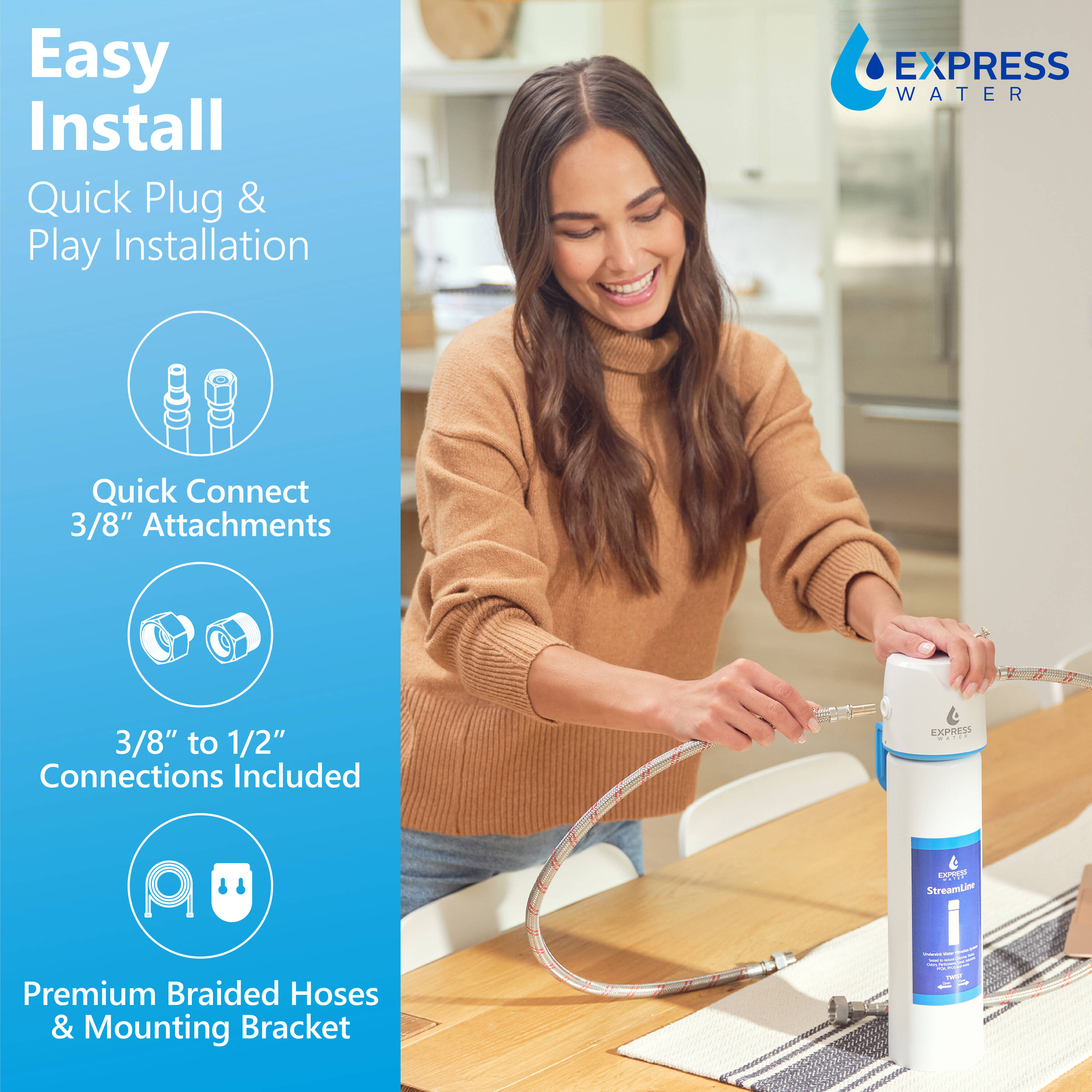 StreamLine White and Blue Under Sink Water Filter System